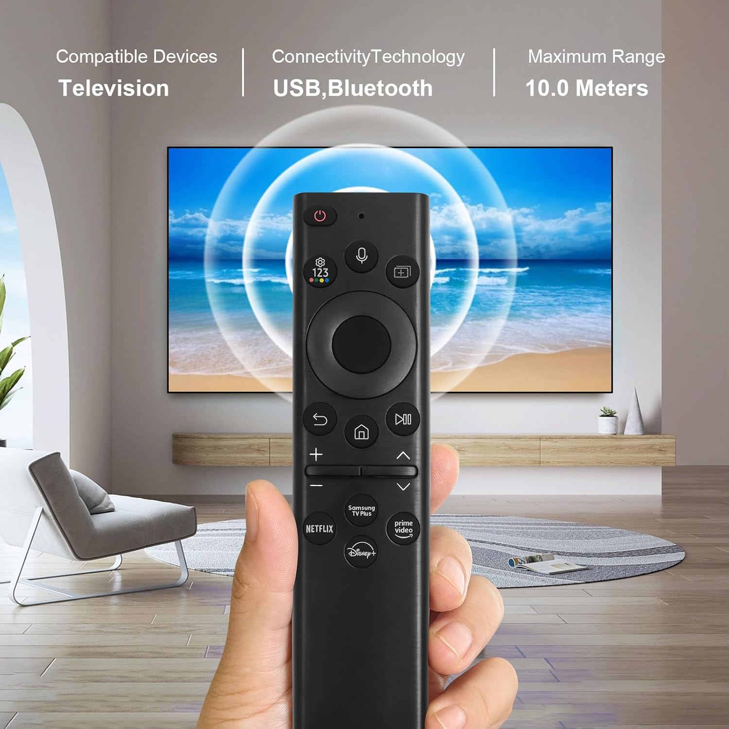 Rechargeable Solar TV Remote Control for Samsung Frame Smart TVs Voice Bluetooth 4 Shortcut Buttons - Image 6