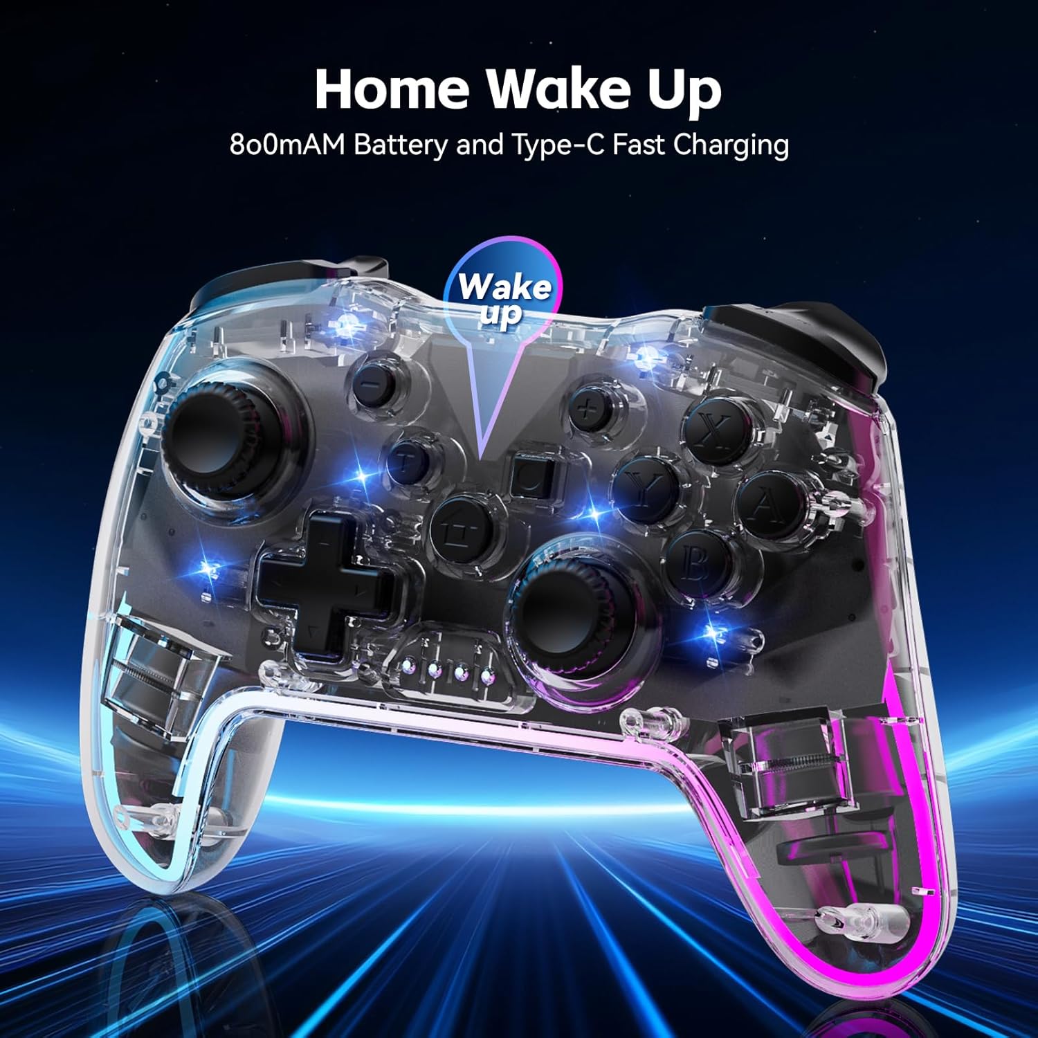Ergonomic RGB Wireless Controller for Switch Lite OLED PC Android iOS 7 Color Lighting Vibration - Image 4