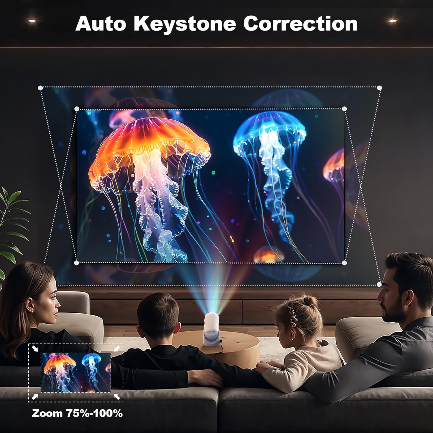 Portable Mini Projector WiFi 6 Bluetooth 4K 1080P Support 200'' Auto Keystone - Image 5