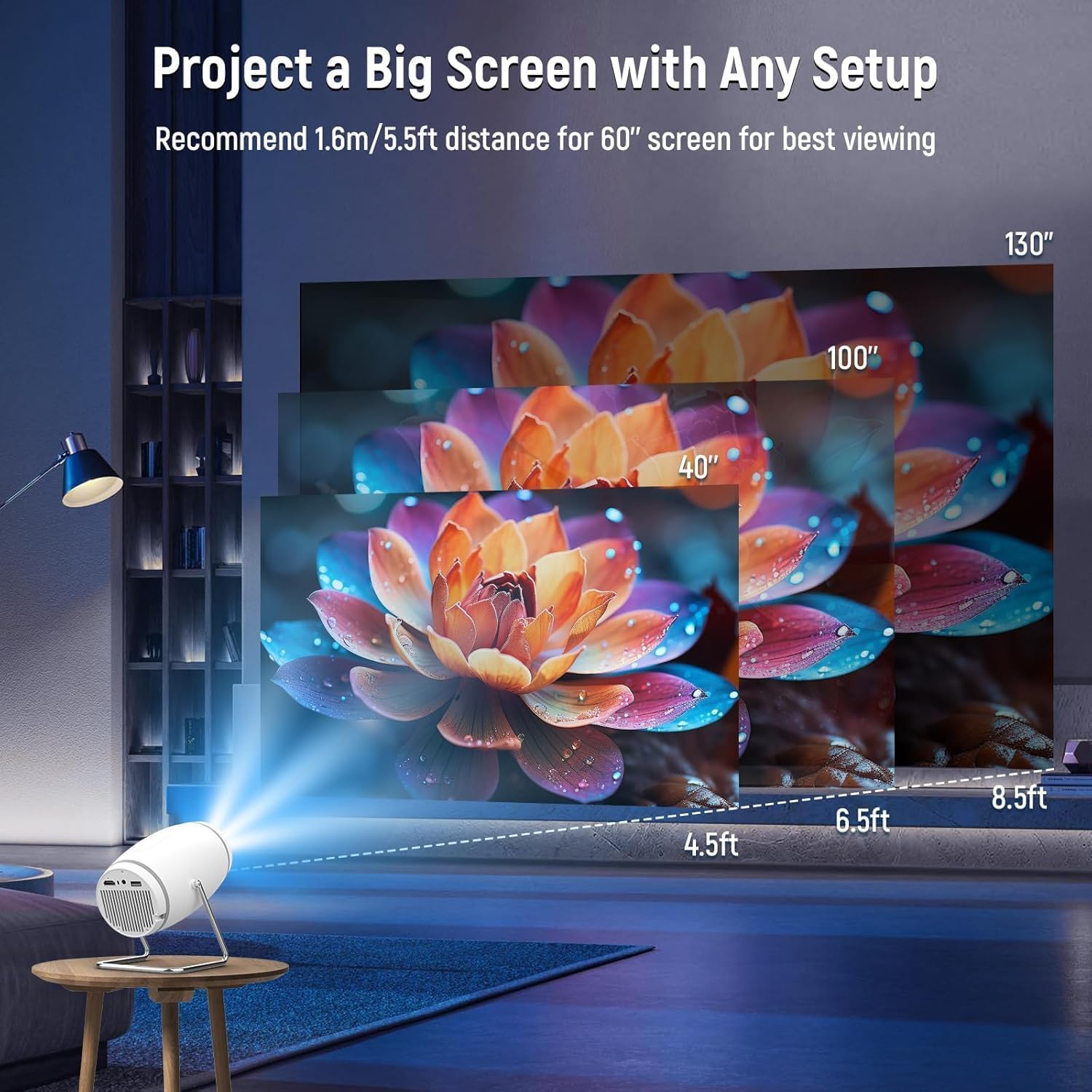 Portable WiFi Bluetooth Mini Projector 4K 1080P Support 130'' Screen Auto Keystone - Image 4
