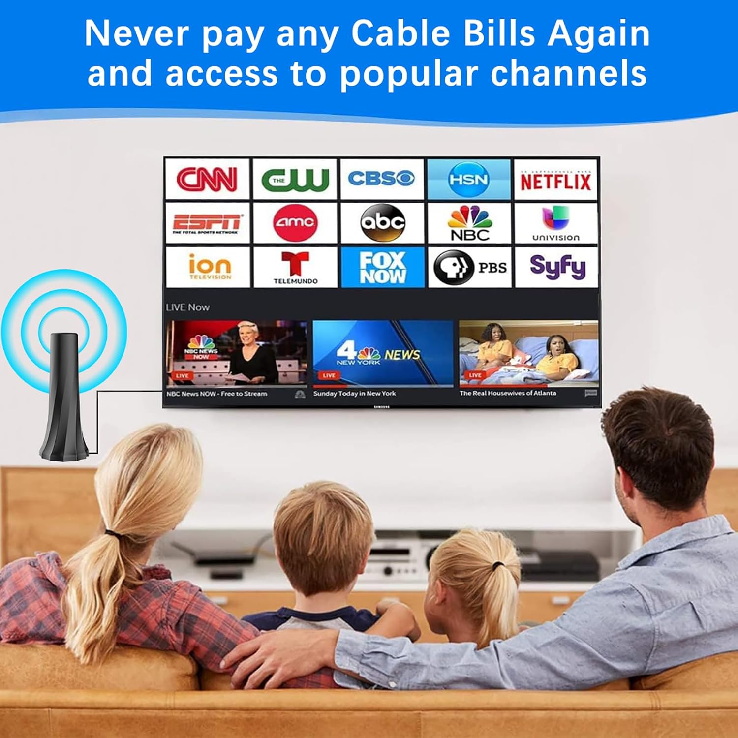 2024 Upgraded 880+ Mile Indoor TV Antenna for 4K 8K 1080p TVs with 20ft Cable - Image 3