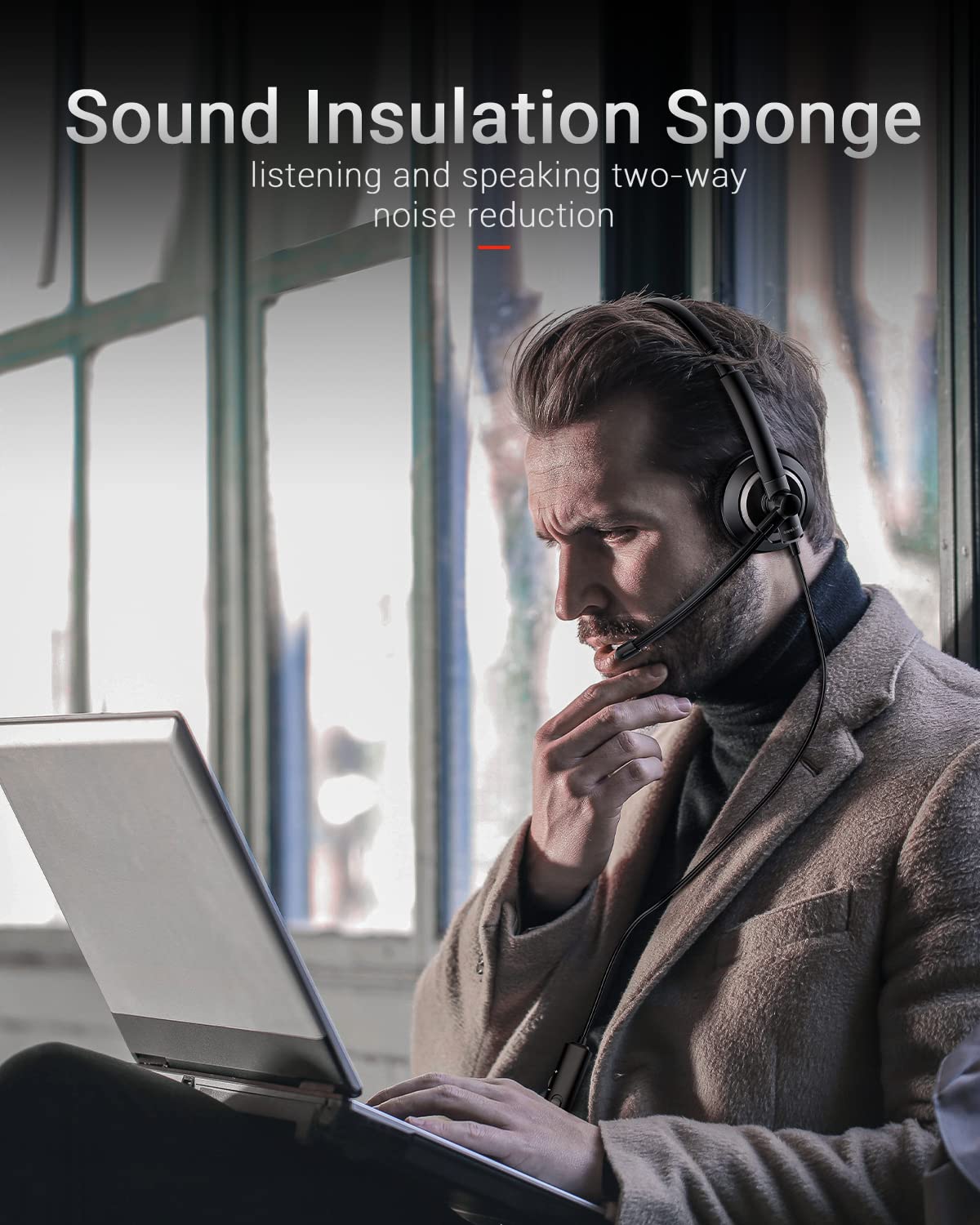 Awatrue Wired Computer Headset with 3.5mm Jack Mic, In-Line Control, On-Ear, Ideal for Boom Skype Webinars - Image 5