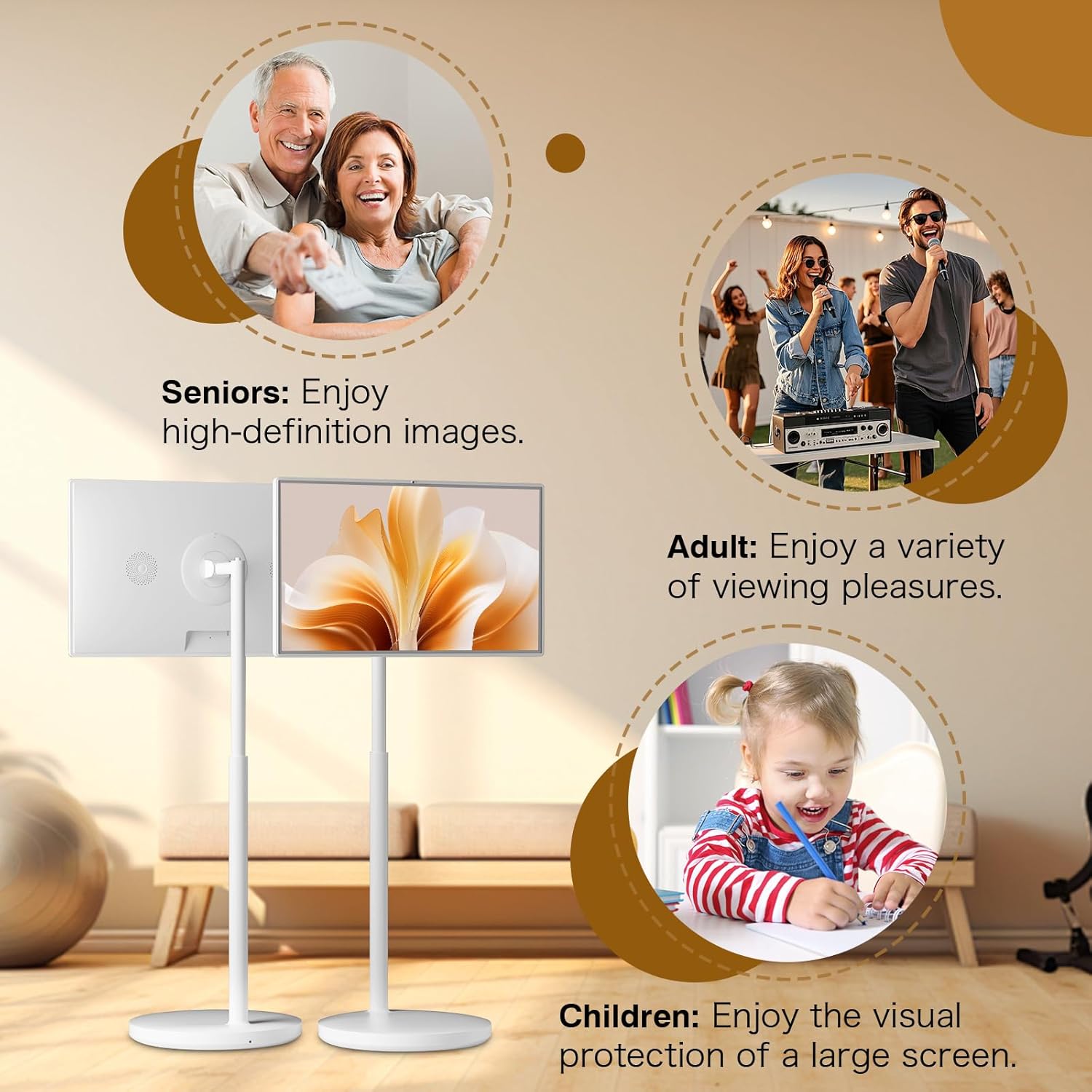 32-Inch Portable Smart TV On Wheels 1080P HD Oncell Touch Screen 8GB RAM 128GB Storage Android OS - Image 8