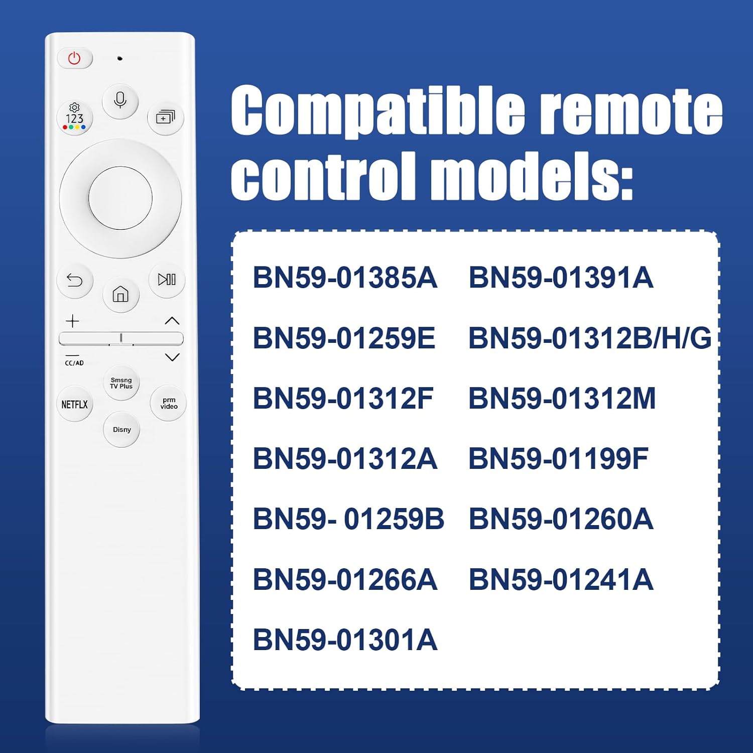 Solar Voice Replacement Remote Control for Samsung Crystal QLED 4K 8K Smart TVs White - Image 3
