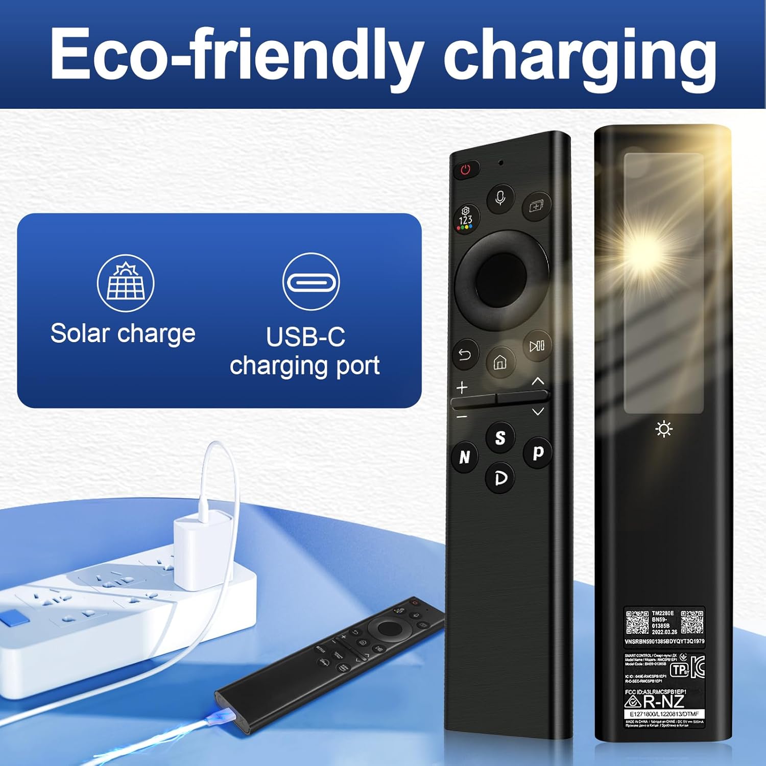 Rechargeable Solar Replacement Remote for Samsung TVs 4K 8K Neo QLED Crystal UHD Series BN59-01385A - Image 8