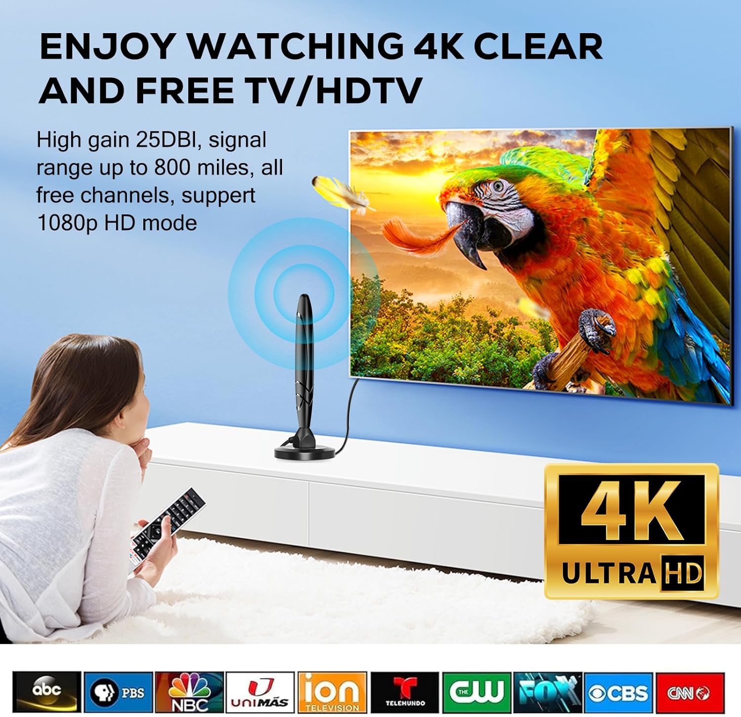 Amplified Smart TV Indoor Digital HDTV Antenna with Detachable Signal Booster for Local Channels - Image 5