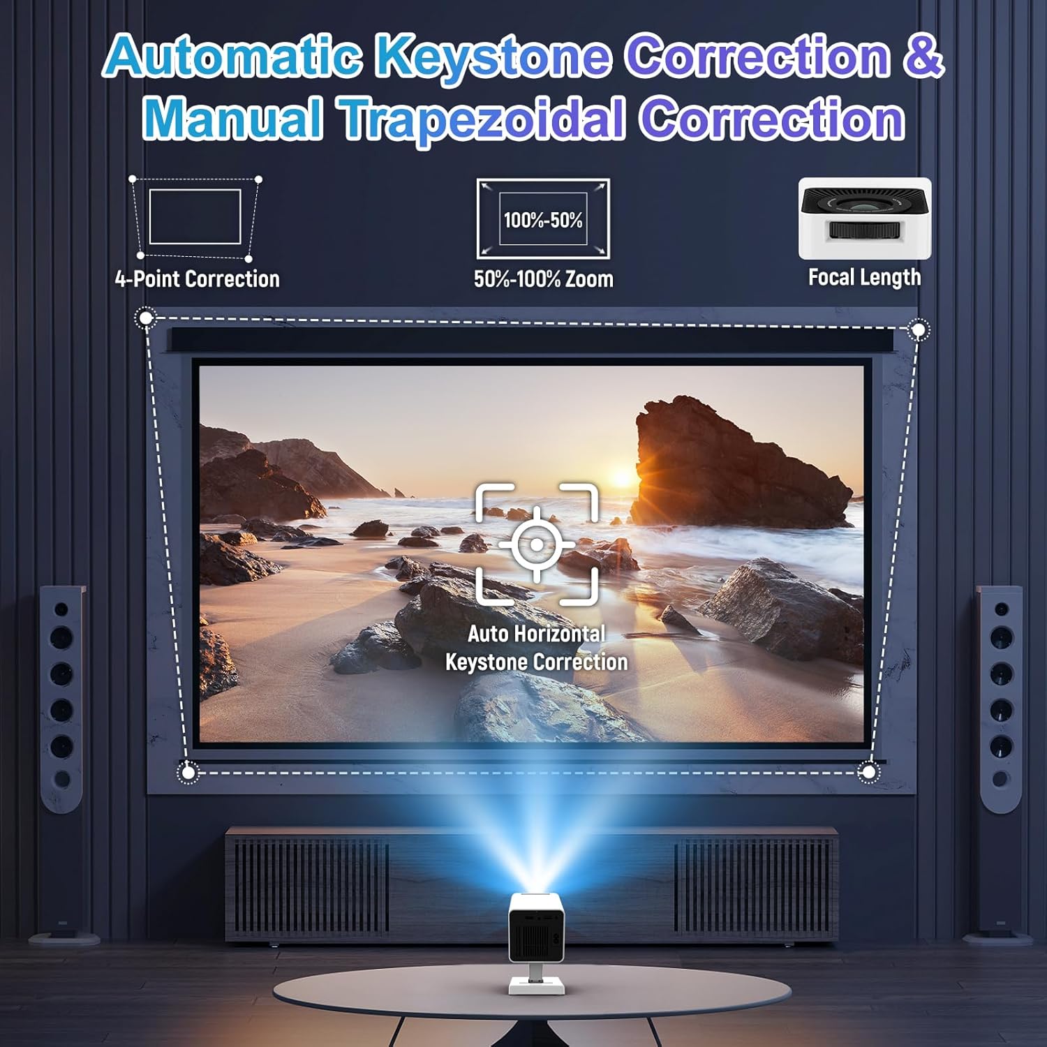 Portable 4K Mini Projector WiFi6 Bluetooth 5.4 150 ANSI Lumens 130 Inch Screen Home Cinema Smart Device - Image 4