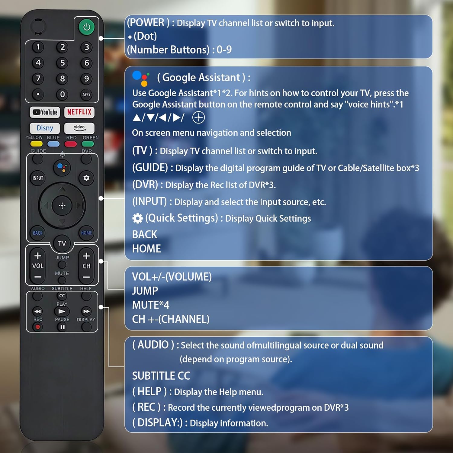 RMF-TX520U New Voice Remote Control for Sony 2023 2024 TVs with Hot Keys - Image 6