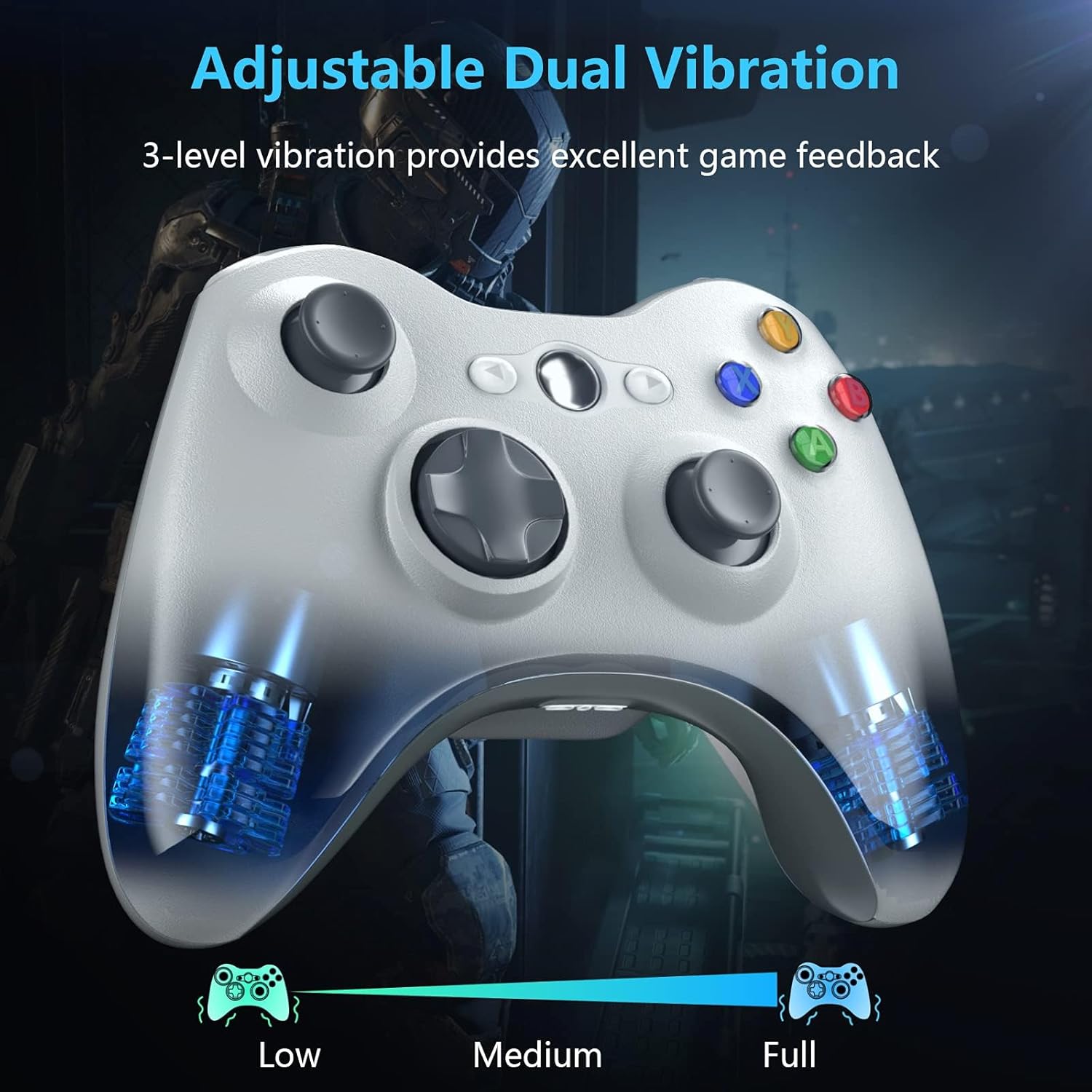 White 2.4GHZ Wireless Controller for Xbox 360 and PC Windows 7-10 with Receiver - Image 2