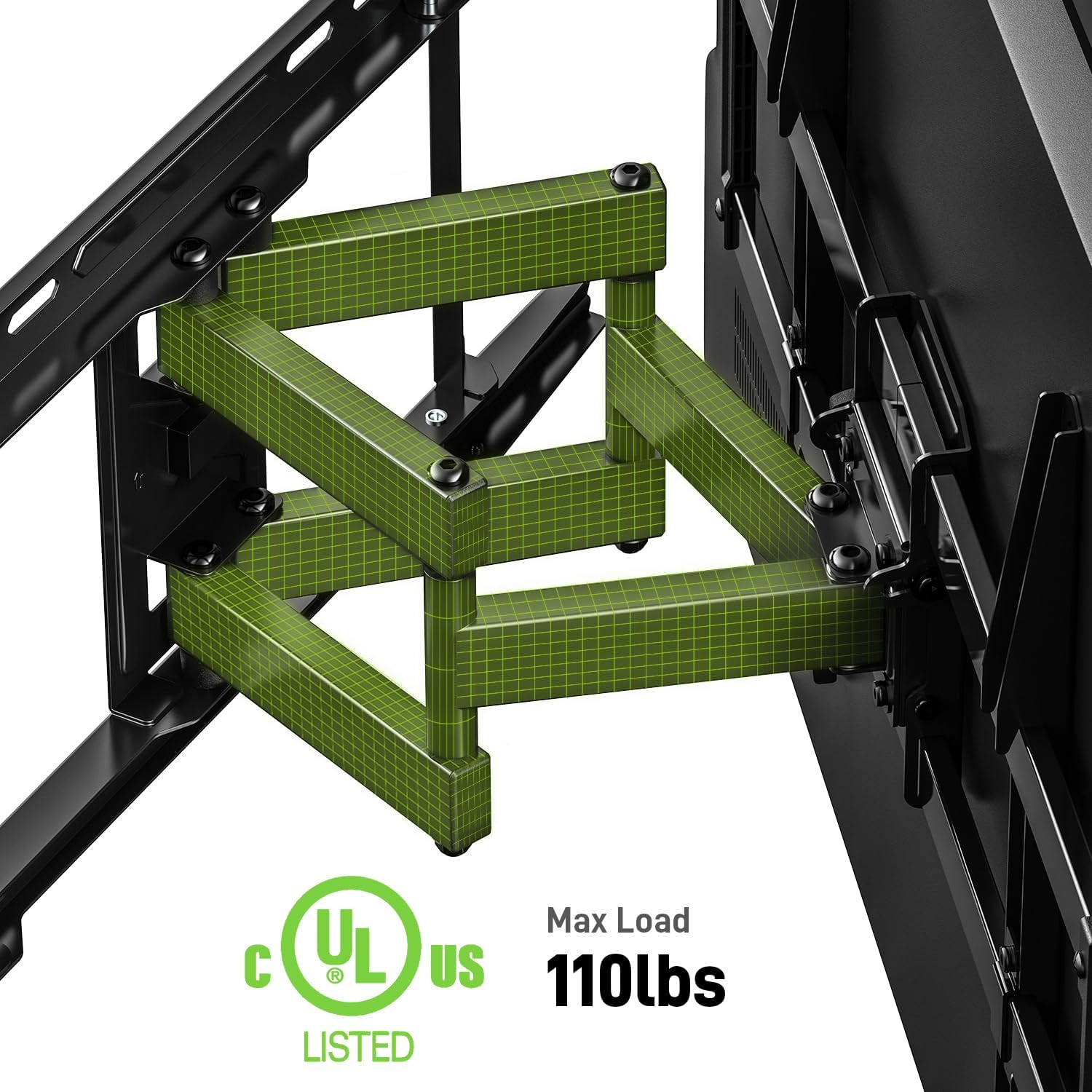USX MOUNT UL Listed Full Motion Swivel Tilt Extension TV Wall Mount for 42-85 inch TVs, 110lbs Capacity - Image 6