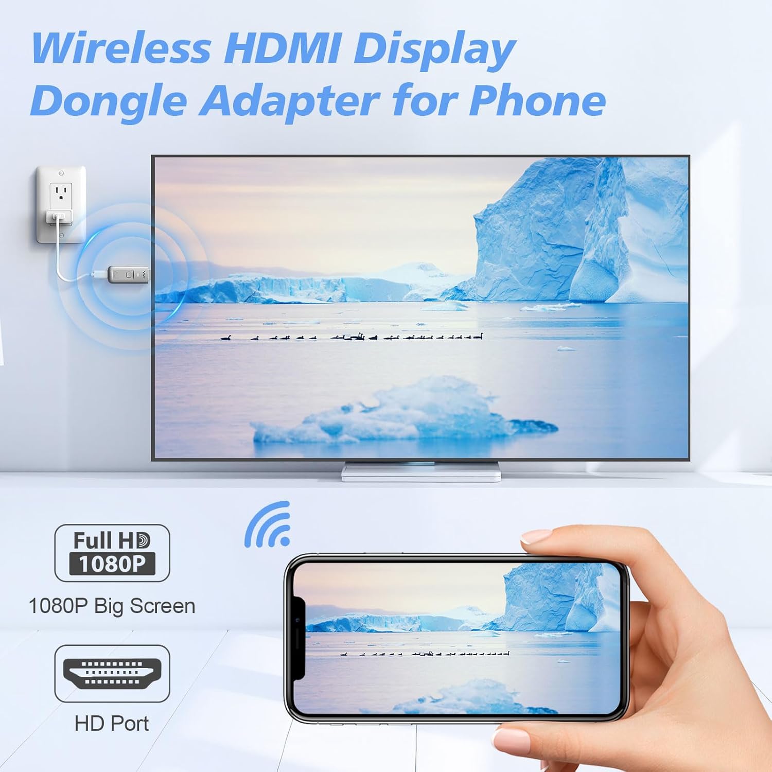 4K Wireless HDMI Transmitter and Receiver 2-in-1 Streaming Dongle Adapter 2.4G/5G for Monitor HDTV Projector Grey - Image 2