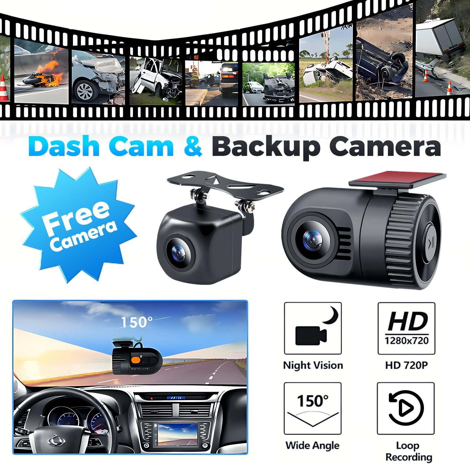 SJoyBring 7 Inch HD Wireless Double Din Car Stereo Apple Carplay Android Auto Dash Cam 60W*4 - Image 4