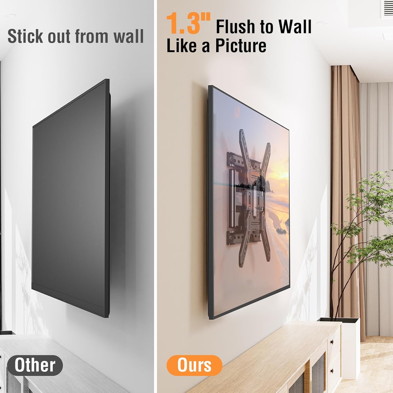 ELIVED Ultra Slim Full Motion TV Wall Mount 26-60 Inch, 88 lbs Capacity, Swivel Tilt - Image 2
