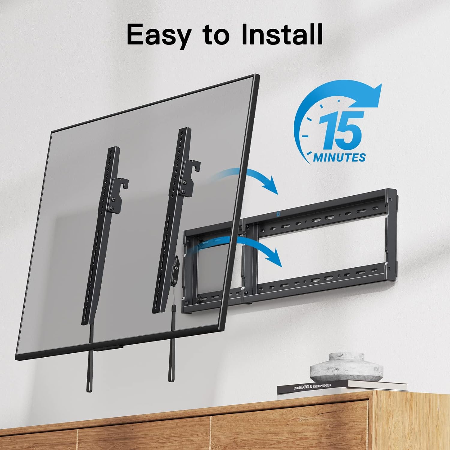Pipishell Low Profile Tilt TV Wall Mount for 37-75 Inch TVs, 132lbs Capacity, Fits 16-24 Inch Studs, Max VESA 600x400 - Image 7