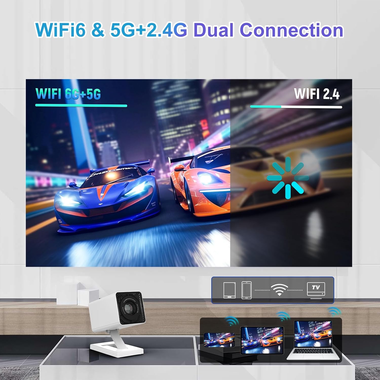 Portable 4K Mini Projector WiFi6 Bluetooth 5.4 150 ANSI Lumens 130 Inch Screen Home Cinema Smart Device - Image 6