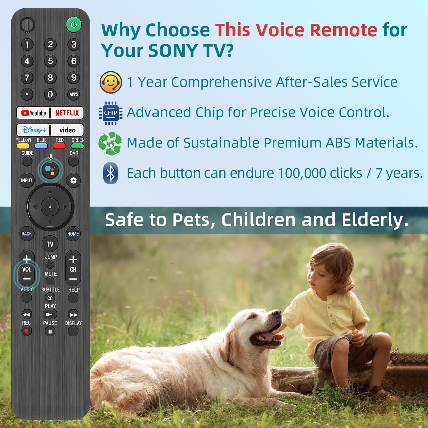 Sony Bravia Smart TV Remote Control Replacement with Voice Control, 1-Year Warranty - Image 3