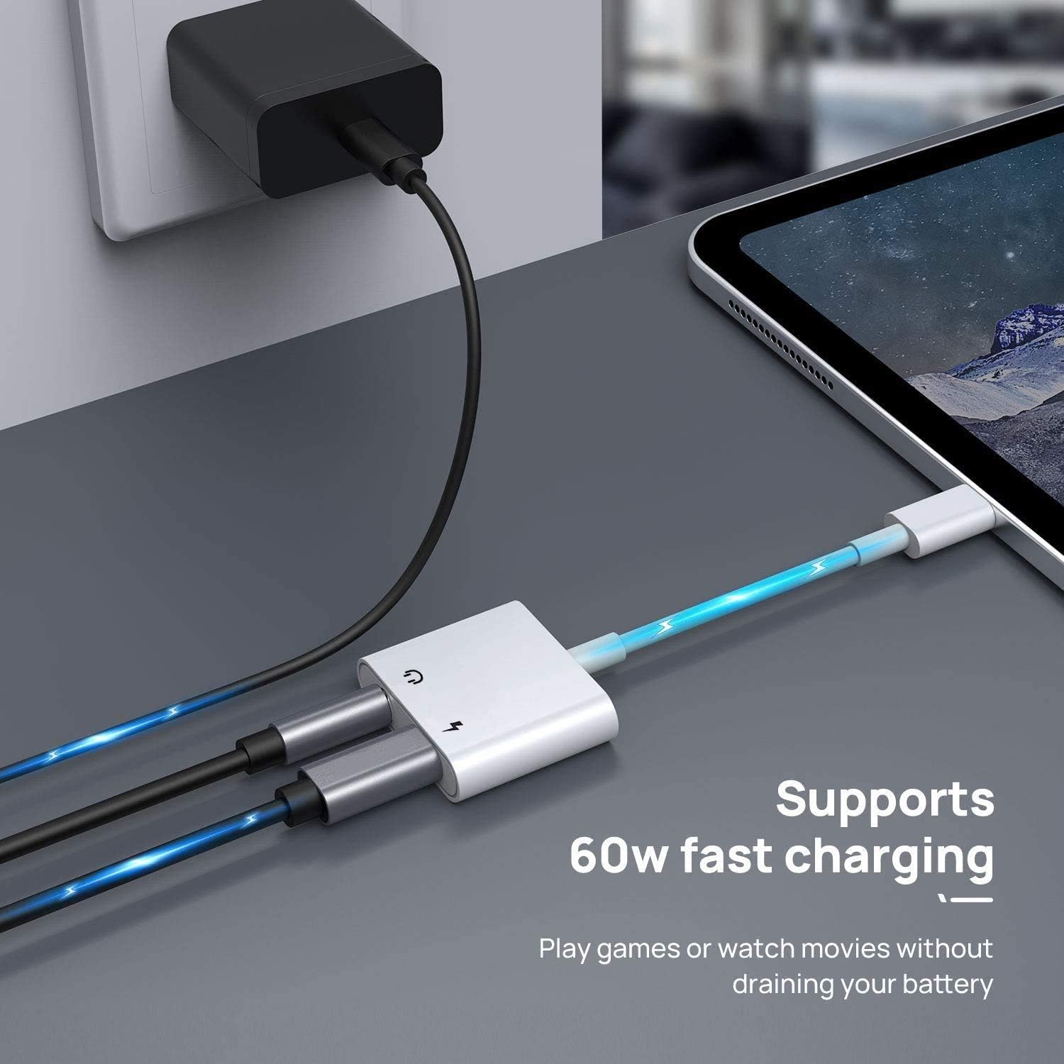 2 Pack Apple MFi Certified Lightning to 3.5mm Headphone Adapter with Charger Port for iPhone 14 to 7 Series - Image 4