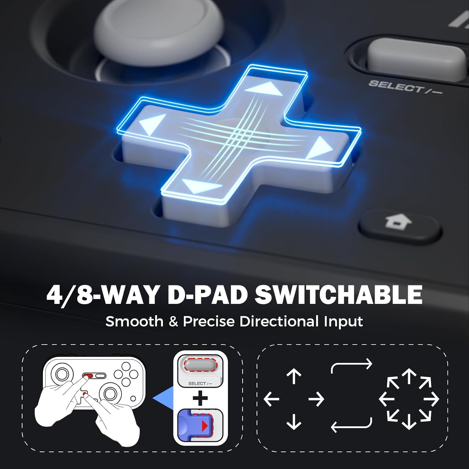 IINE Retro Pocket Wireless Game Controller Black Compact with Hall Effect Joysticks 1000Hz Polling Rate - Image 6