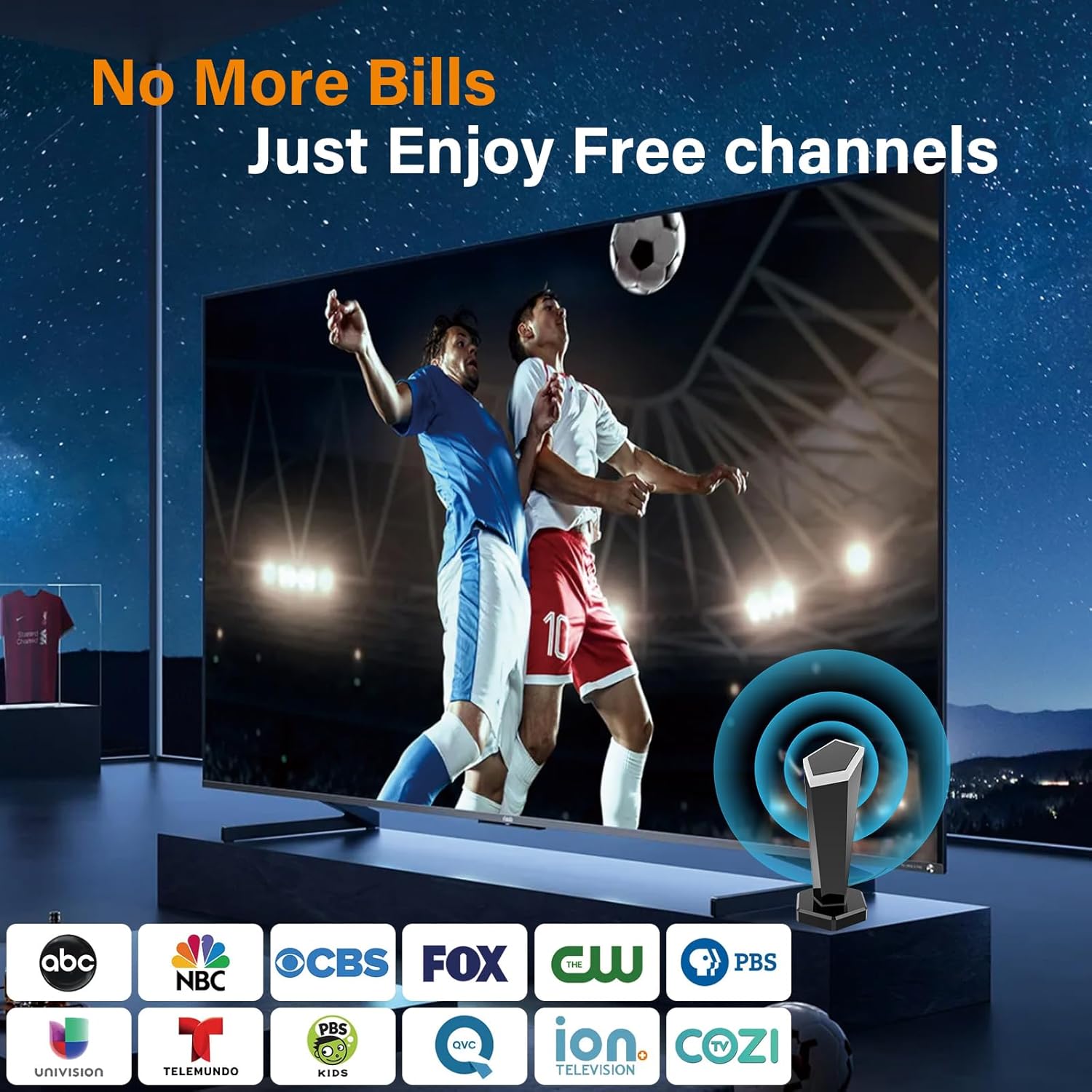 2025 Upgraded 400+ Mile Long Range HD Digital Indoor TV Antenna for 4K 1080P Local Channels Crystal Clear Easy Install - Image 2