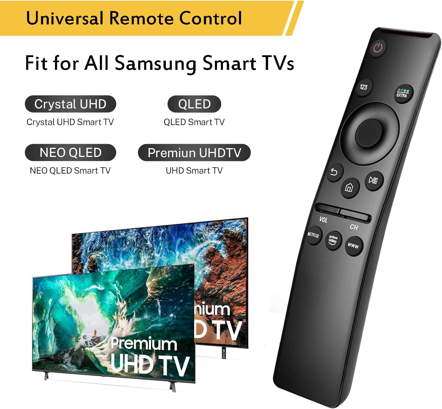 Samsung 4K 8K Smart TV Replacement Universal Remote 13-Button Netflix PrimeVideo WWW Infrared - Image 3