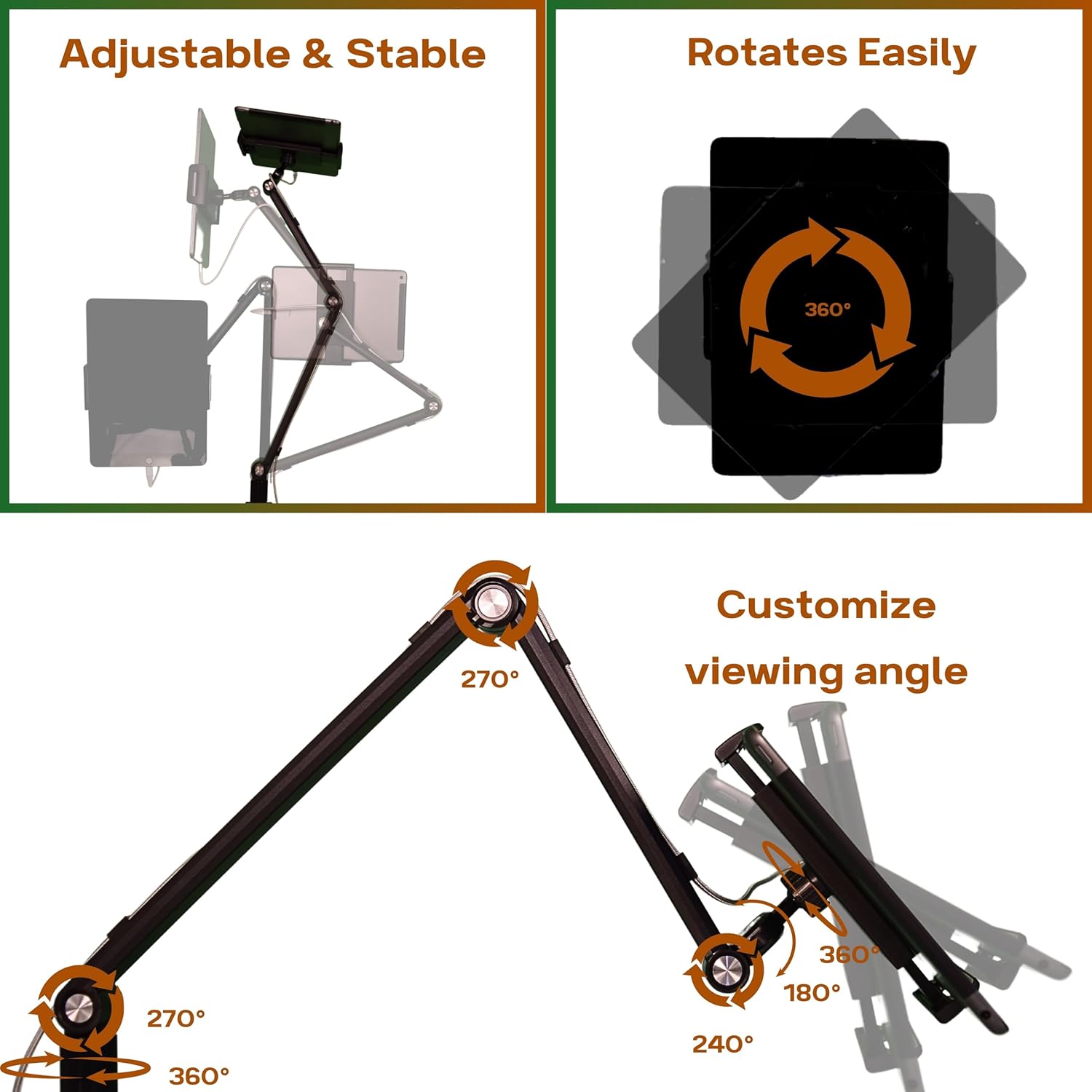 Heavy Duty 16 Inch Aluminum Portable Monitor Stand with 360° Rotation and Cable Management - Image 4