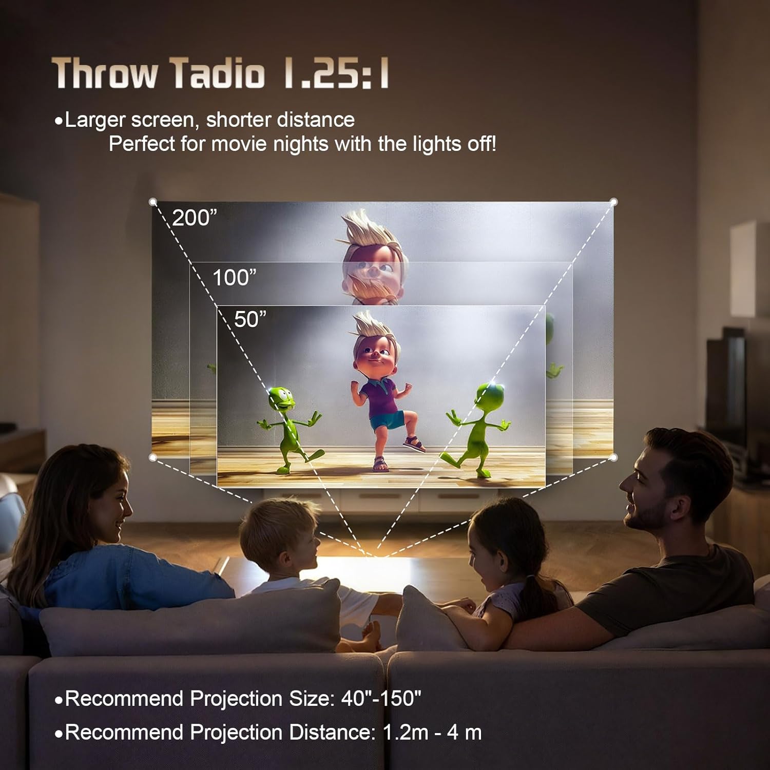 360° Rotatable Mini Smart Portable Projector Wifi Bluetooth 1080P White Electric Focus - Image 3