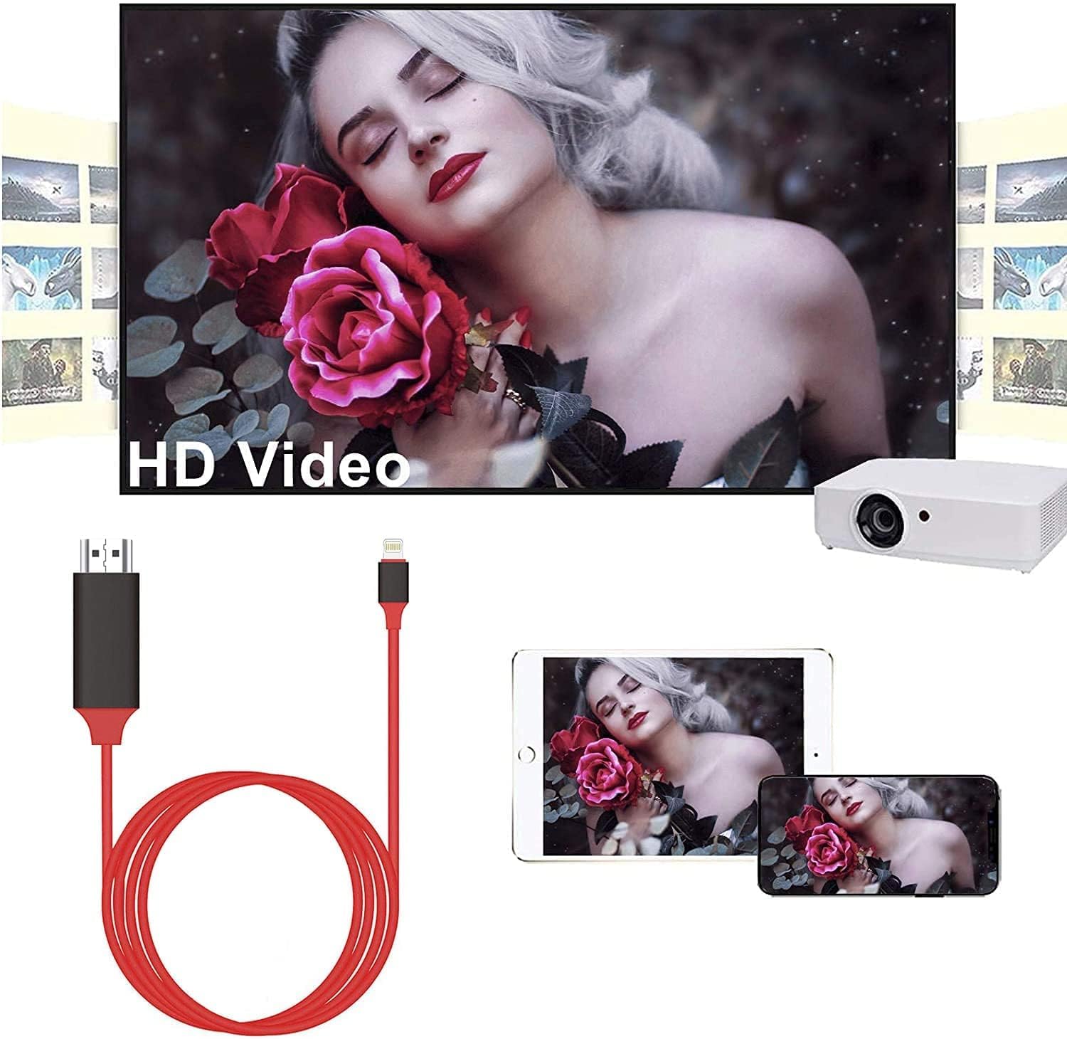 Lightning to HDMI Adapter 1080P MFi Certified Red for iPhone iPad iPod - Image 5