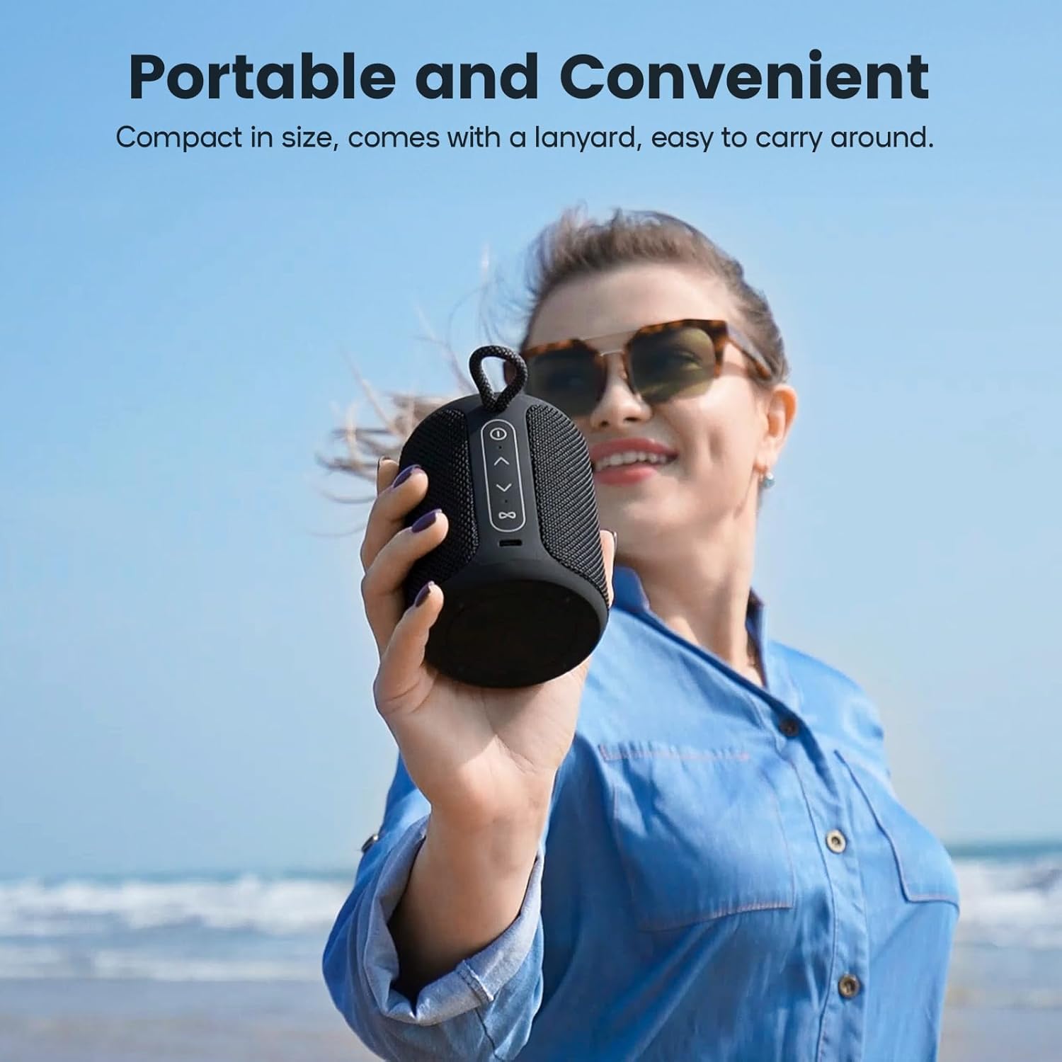 15W Portable Waterproof Bluetooth Speaker with 2500mAh Battery and Dynamic Lights Black - Image 4