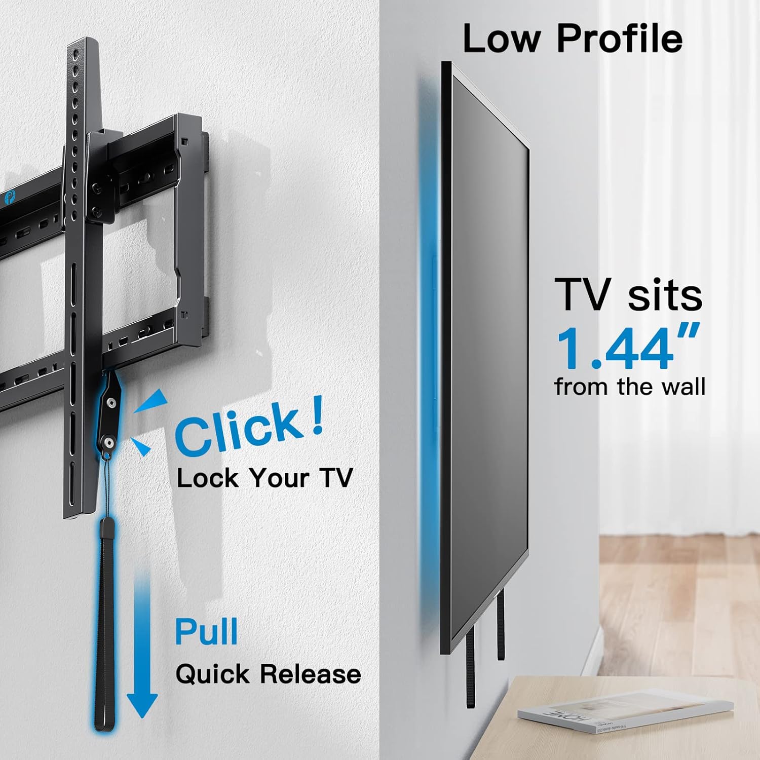 Pipishell Low Profile Tilt TV Wall Mount for 37-75 Inch TVs, 132lbs Capacity, Fits 16-24 Inch Studs, Max VESA 600x400 - Image 6