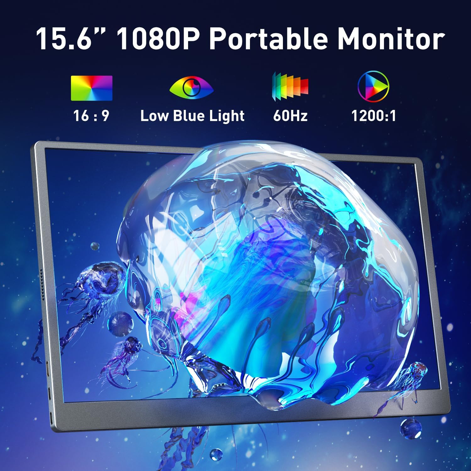 cocopar 15.6 Inch 1080P FHD Portable Travel Monitor with USB-C HDMI, includes Cover Case and Speakers - Image 2