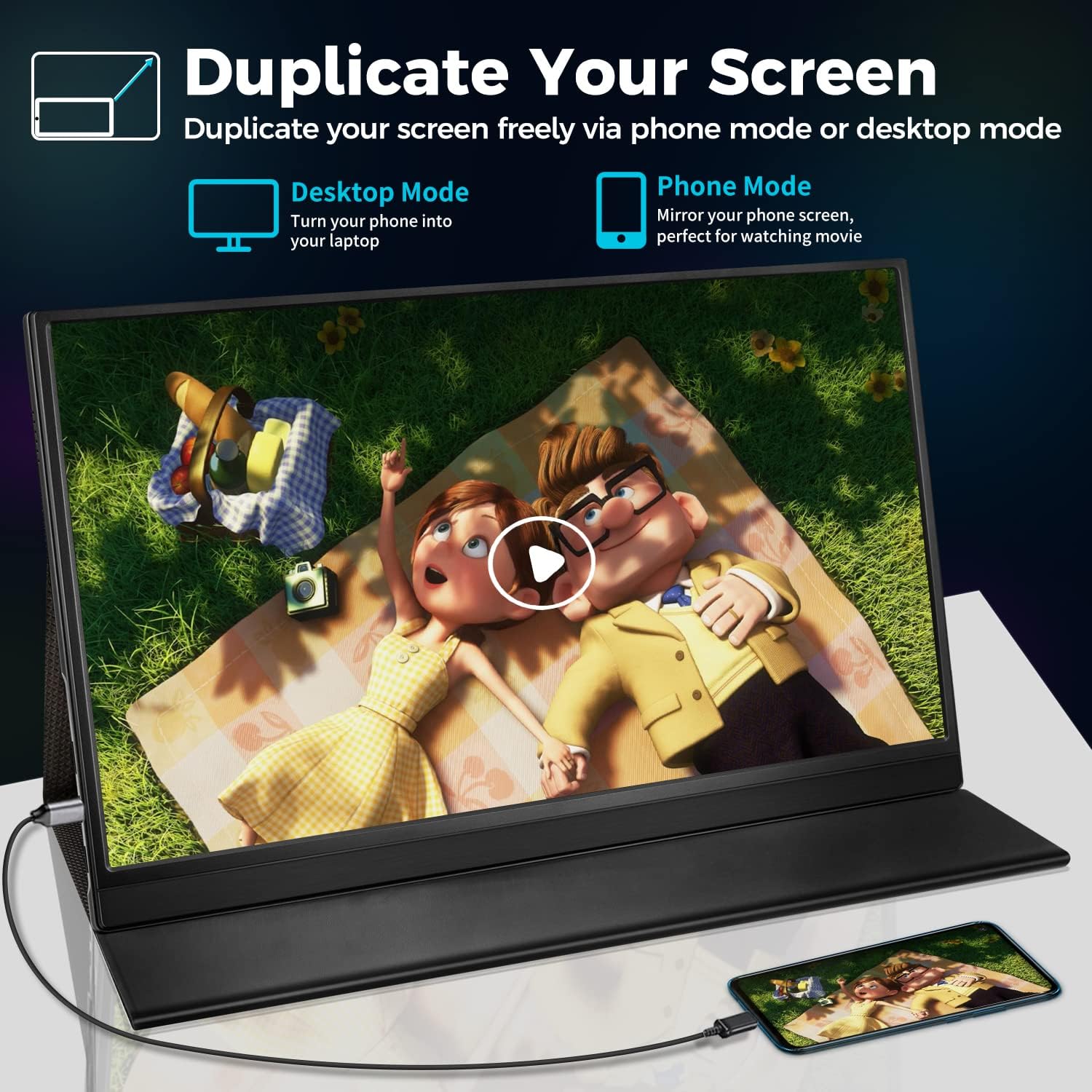 15.6 Inch FHD 1080P Portable Monitor with Protective Case for Laptops, Tablets, and Gaming Consoles - Image 3