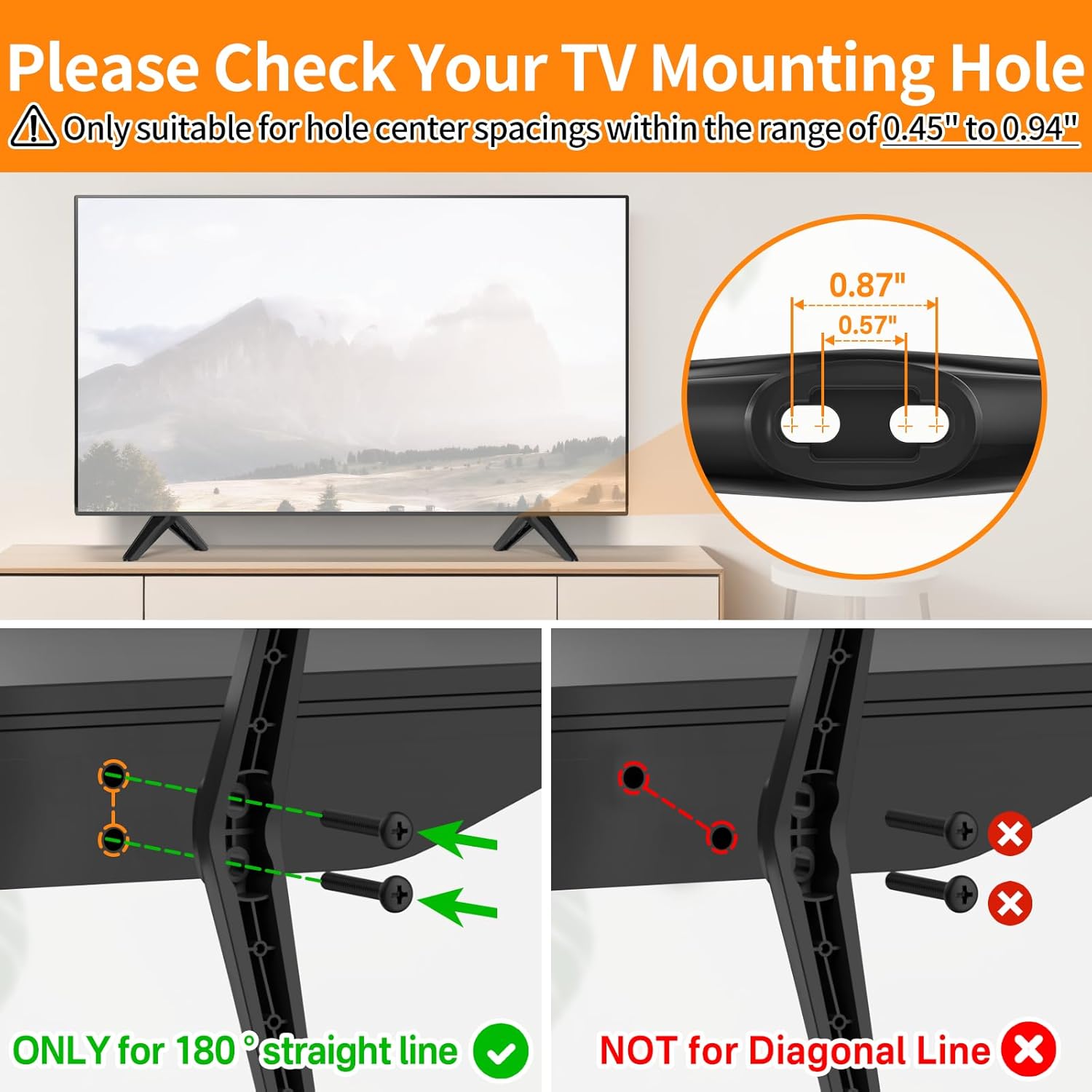 TCL Roku TV Replacement Legs Base Stand for 32-55 Inch TVs, Hole-Free Installation Kit Included - Image 7