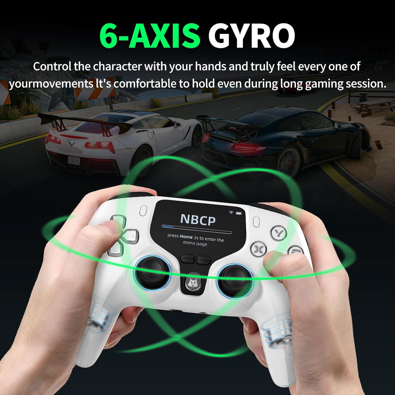 NBCP Wireless Pro Controller for PC, Switch 2 1, PS3, Android, iOS - Hall Effect, Display, Back Buttons, Turbo, 5-Level Vibration - Image 6