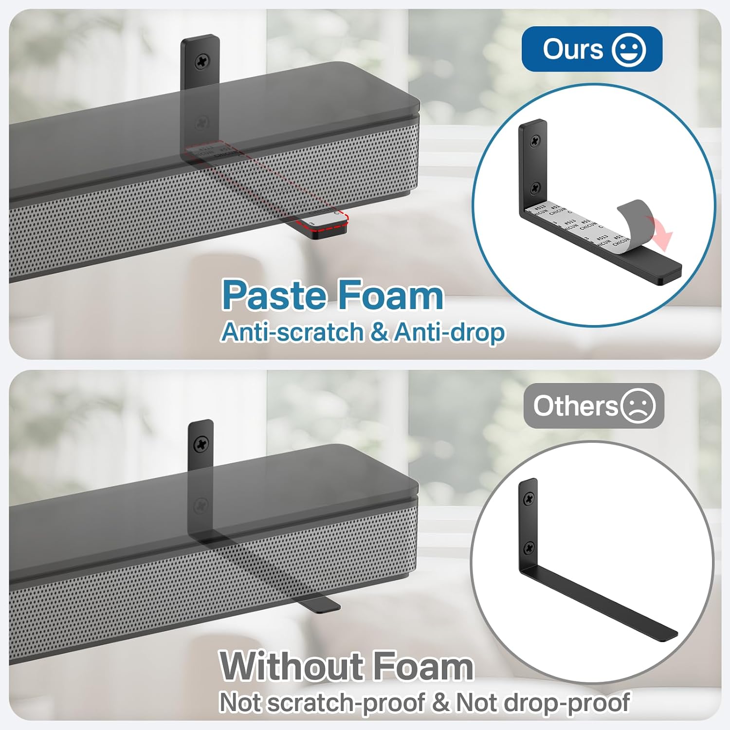 Notiela Under TV Soundbar Mount Shelf for Samsung Bose Sony Vizio LG Roku Dolby Atmos Up to 30lbs - Image 3