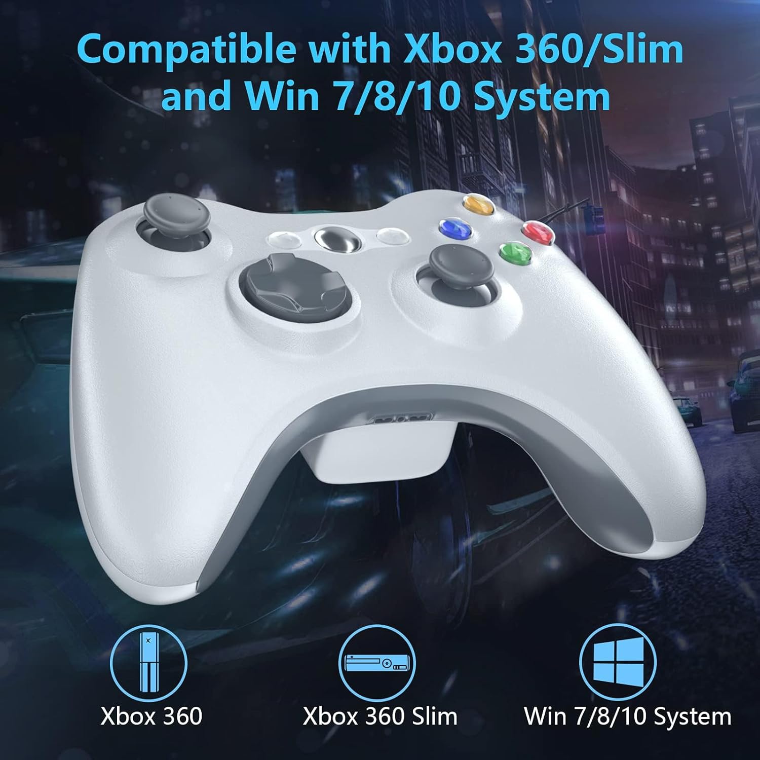 White 2.4GHZ Wireless Controller for Xbox 360 and PC Windows 7-10 with Receiver - Image 3