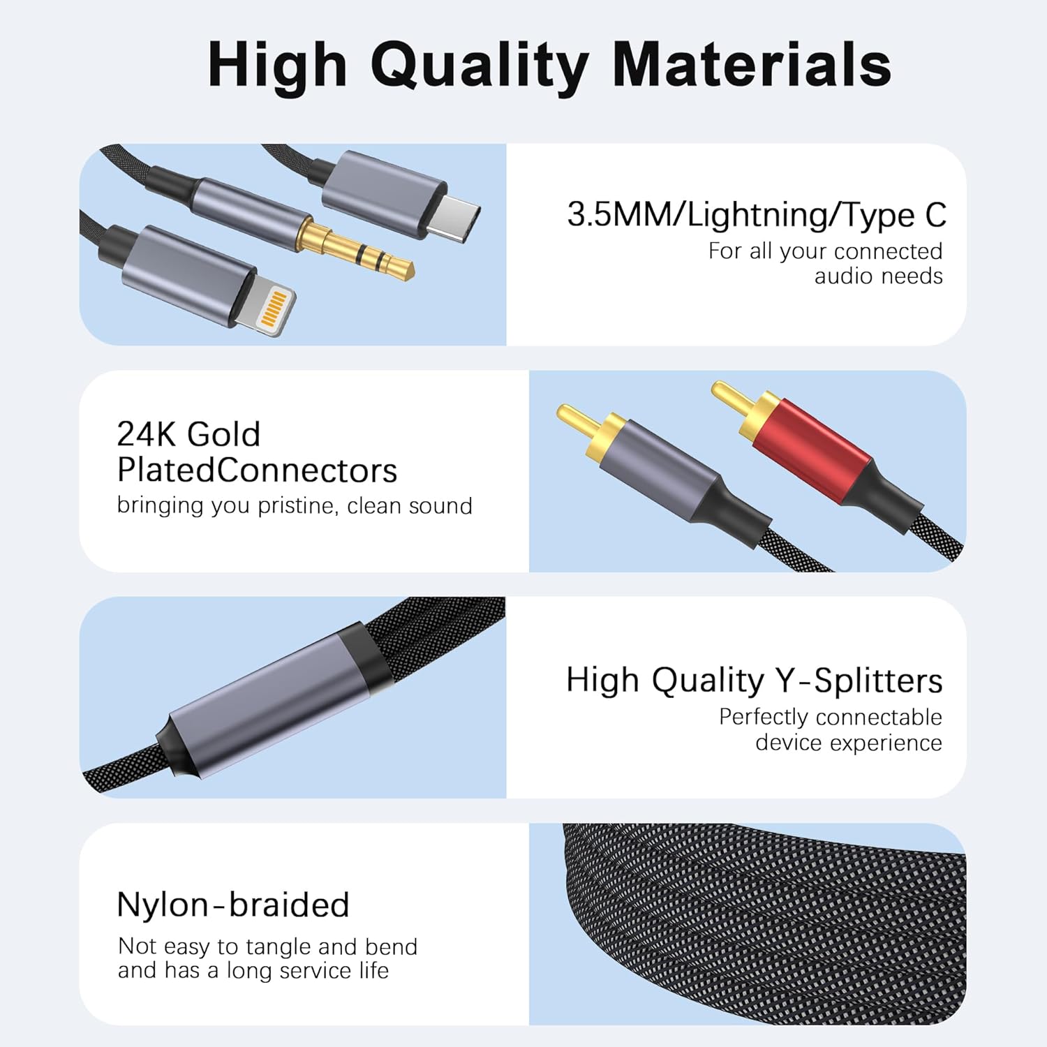10FT USB C 3.5mm to RCA Male Audio Cable Adapter for iPhone iPad Tablet Speaker HDTV - Image 4