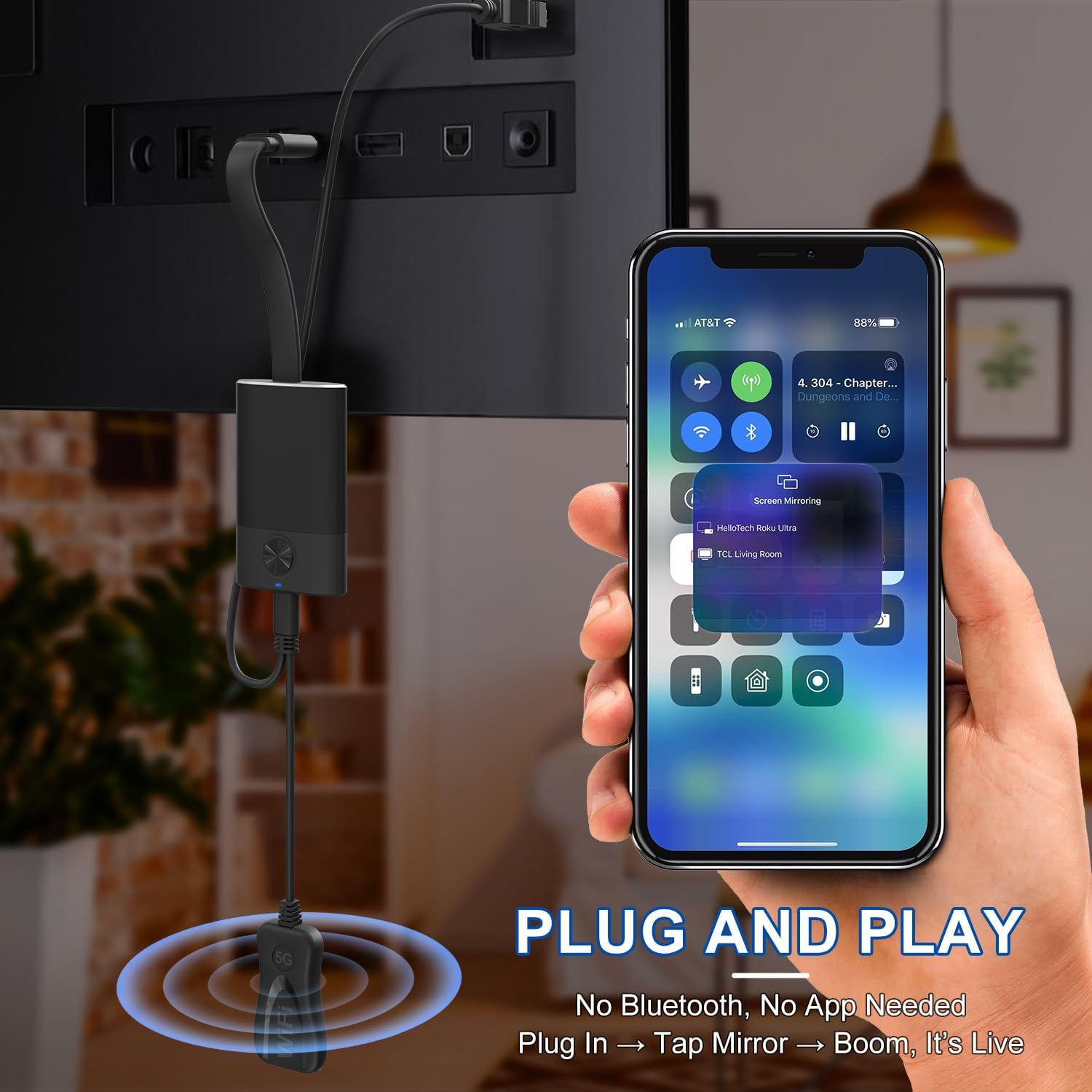 4K Wireless HDMI Display Dongle Adapter Plug & Play 2.4G 5G Miracast Airplay - Image 9