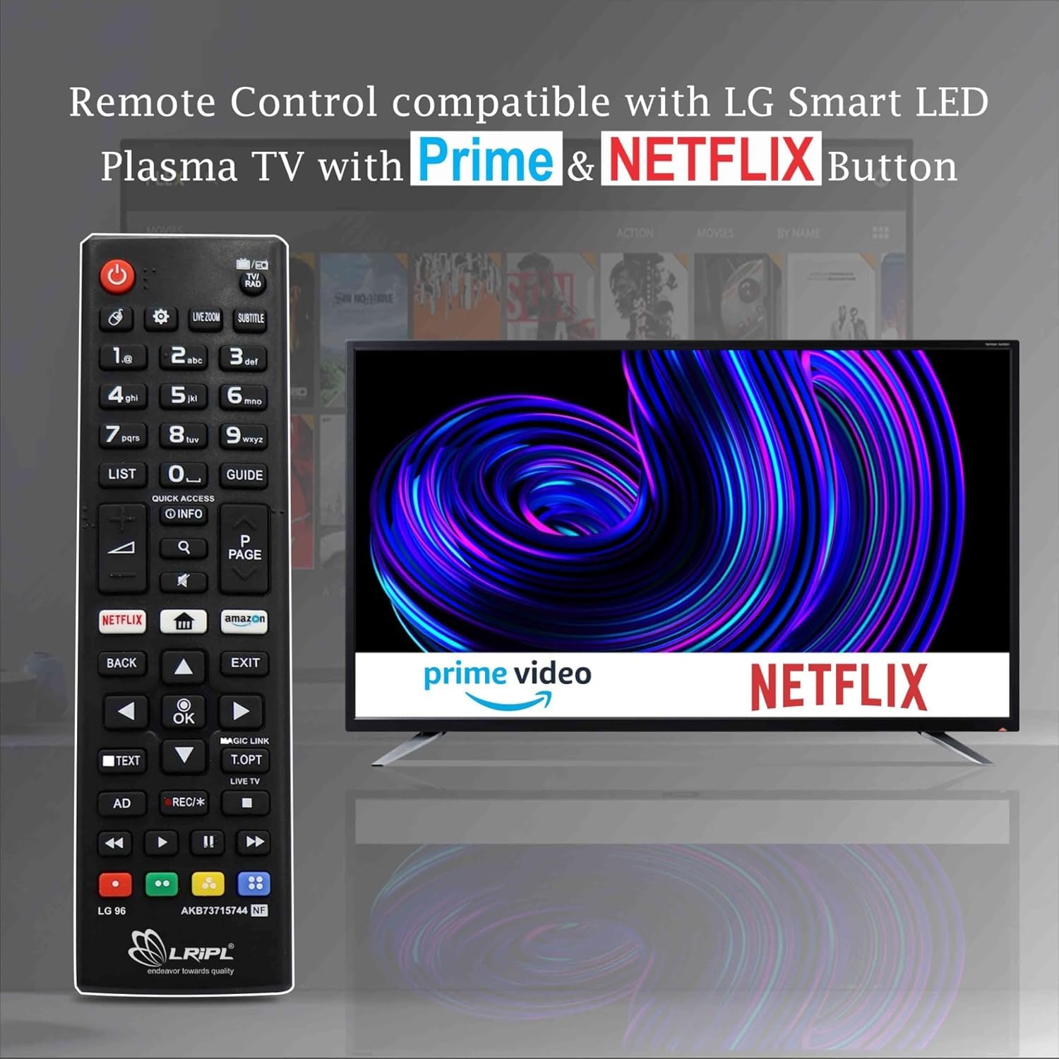 Black LG Smart TV Remote Control AKB73715744 Compatible for LED Plasma with Prime Netflix Keys - Image 4