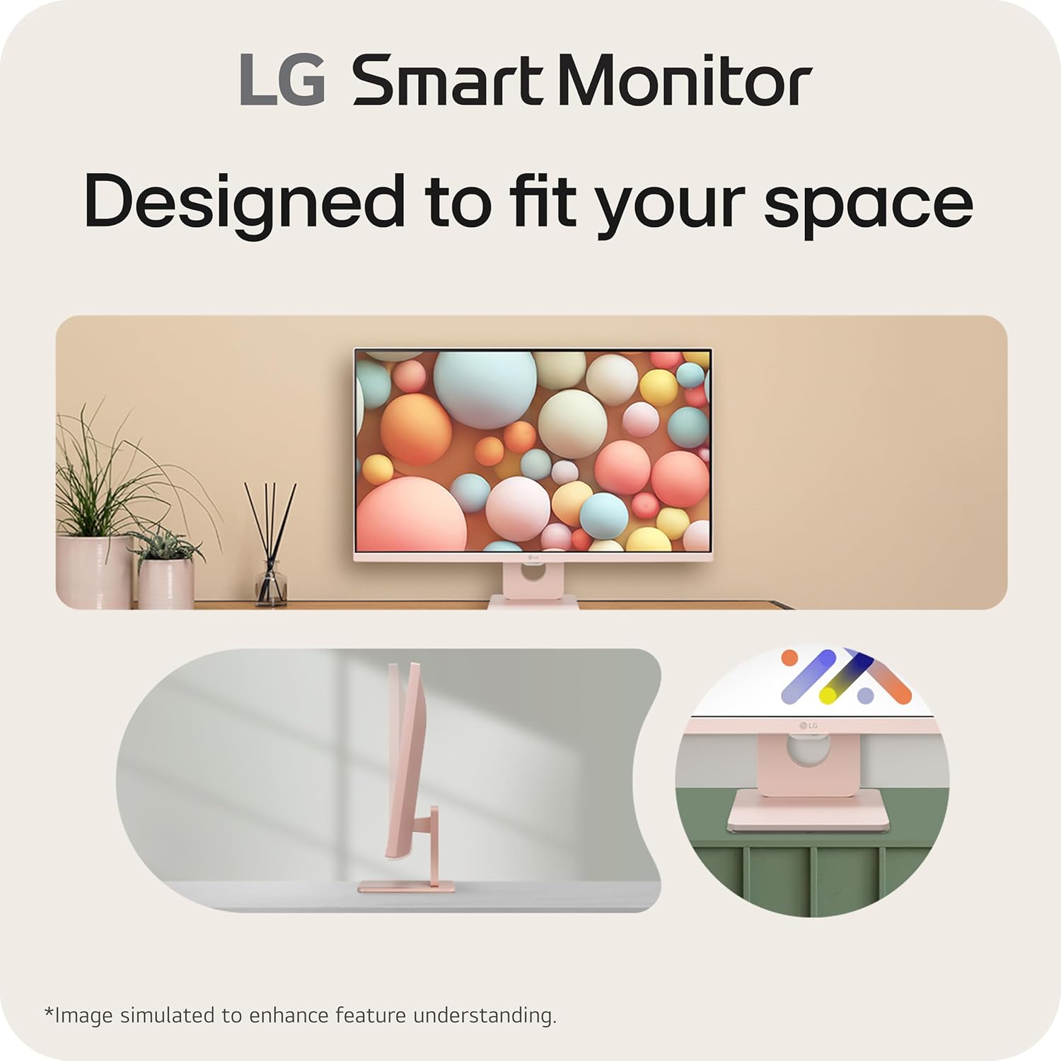 LG 27-Inch FHD IPS Smart Monitor with webOS 23 HDR10 and Dual Speakers Pink - Image 5
