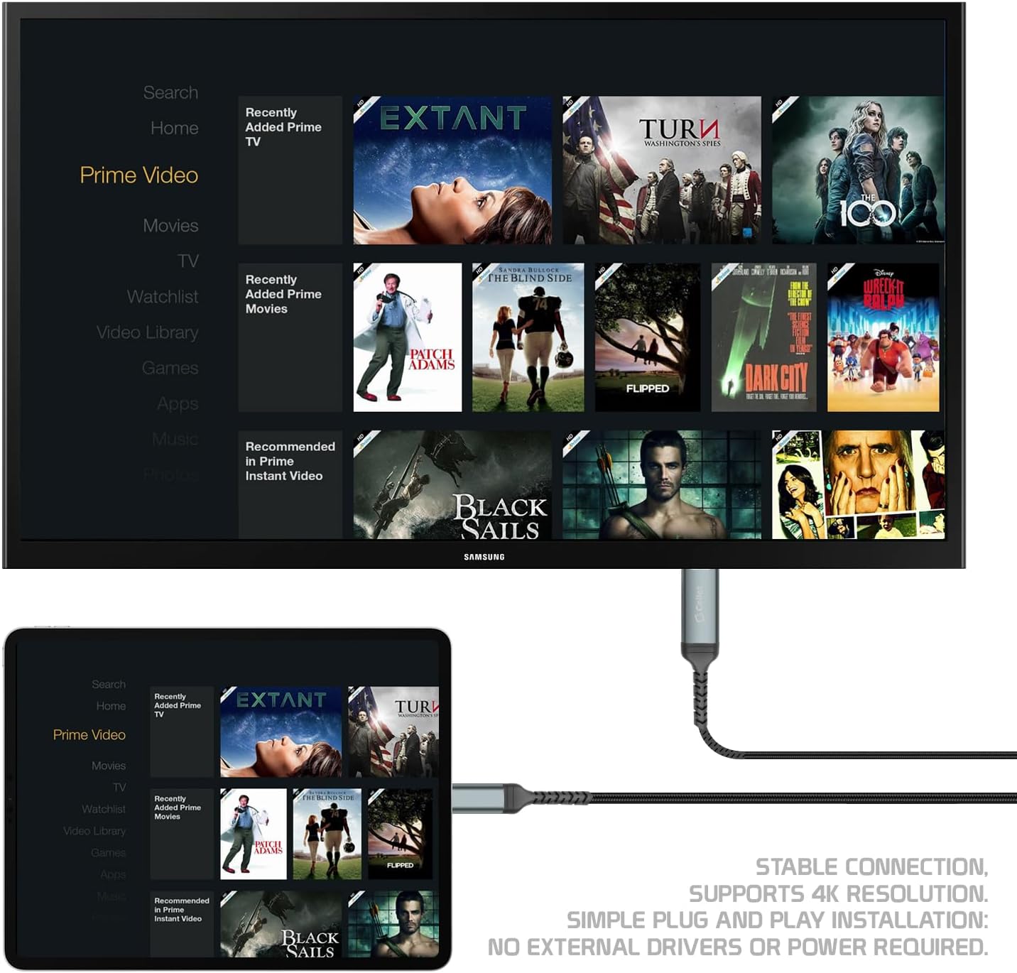 6-Foot USB-C to HDMI 4K Video Adapter Cable for iPhone 16/15, Samsung, Moto, Laptops - Image 7