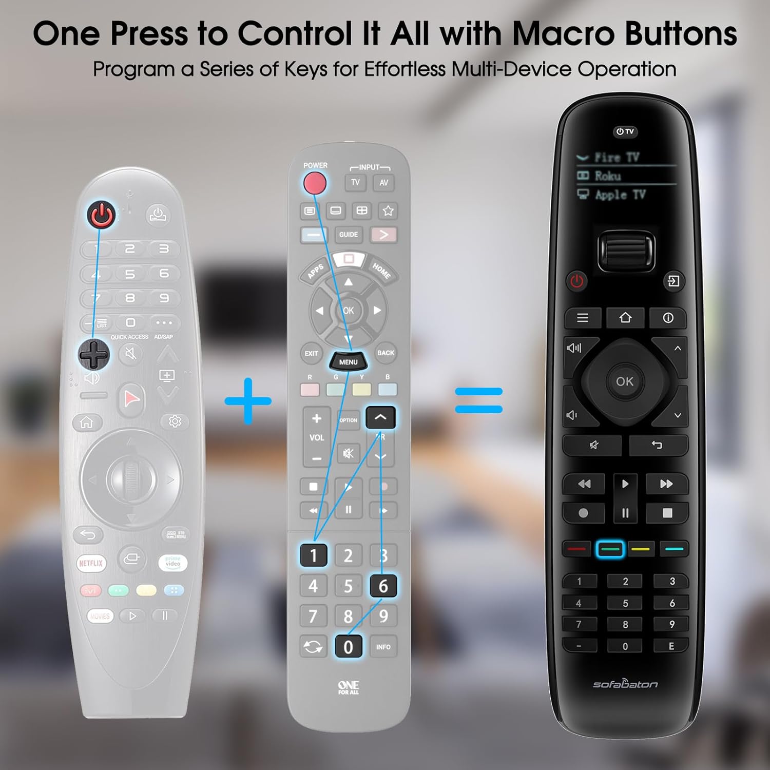 SofaBaton U2 Backlit Universal Remote Control for TV Soundbar DVD Blu-ray Projector and More - Image 4