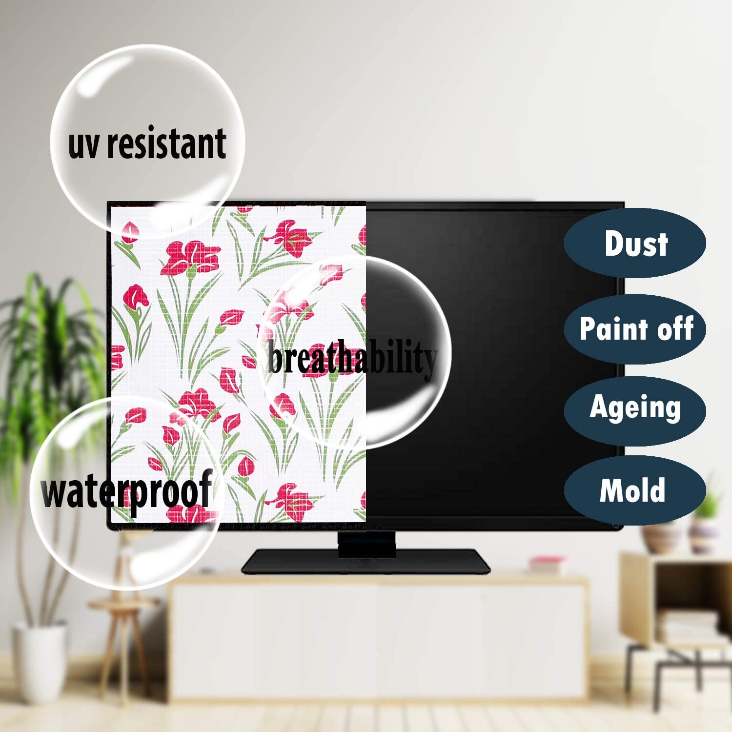 Decorly Furnishing Multicolor Printed 65 Inch LED TV Cover for All Brands and Models - Image 2