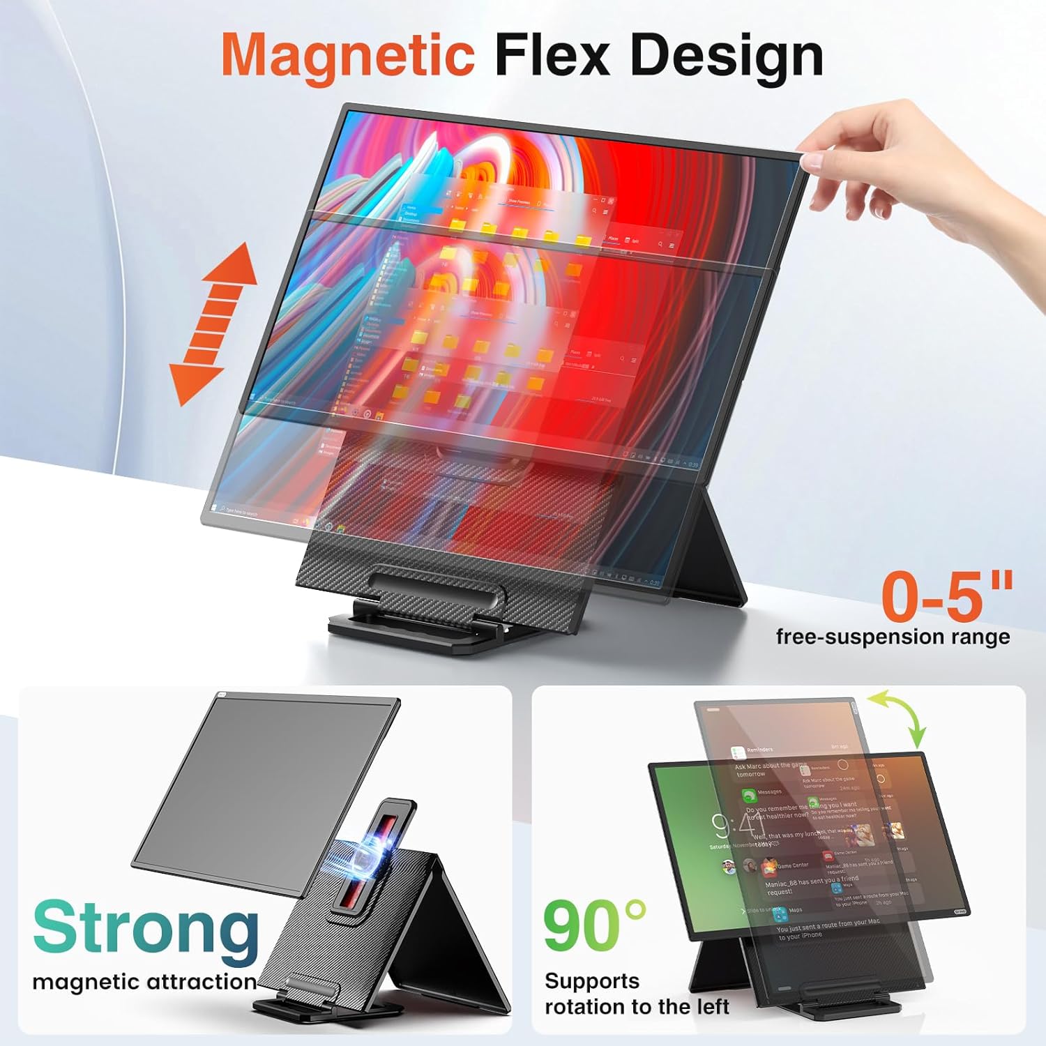 23.8 Inch 1080p FHD 100Hz IPS Portable Gaming Monitor with Built-in Speakers and VESA Mount - Image 4
