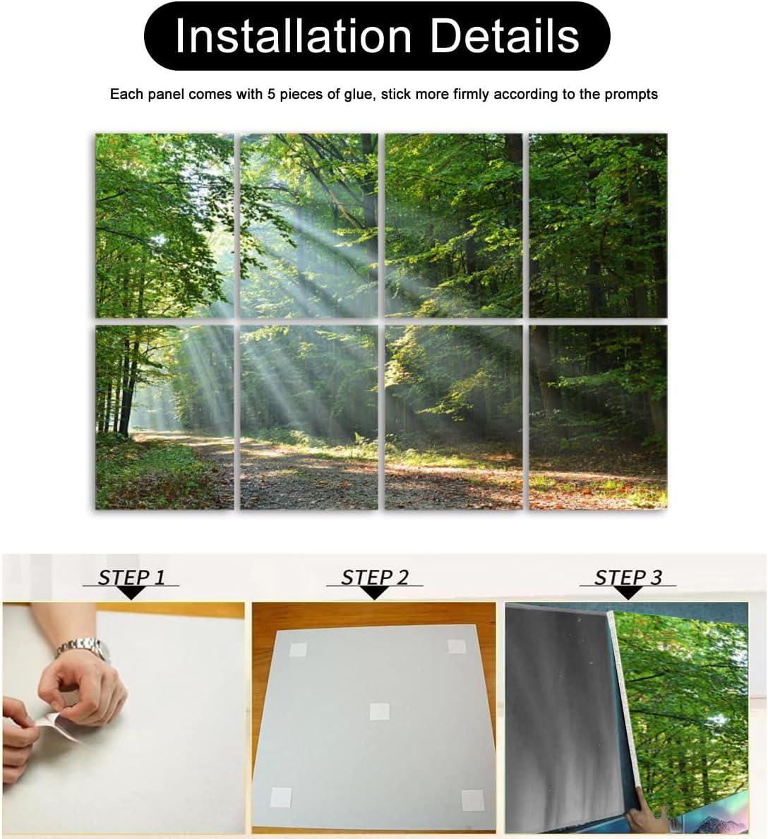 Acoustic Wall Panels Forest Nature Footpath Single Lane Tree Road Landscape Self-Adhesive Art 48"x24" Reduce Echo Reverberation Treatment Decor - Image 7