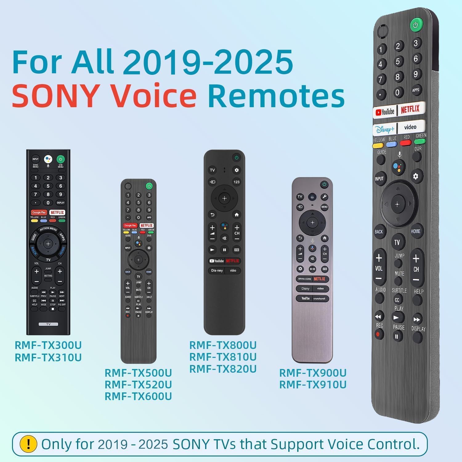 Sony Bravia Smart TV Remote Control Replacement with Voice Control, 1-Year Warranty - Image 2