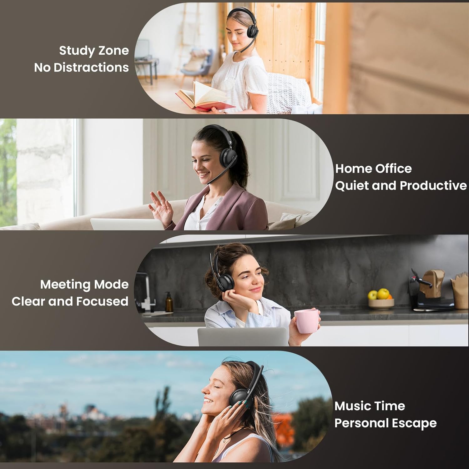Dytole AI Noise Cancelling Bluetooth 5.3 Wireless Headset with Mic, 65H Battery, USB Dongle for PC, Call Center, Computer, Laptop, Teams - Image 7