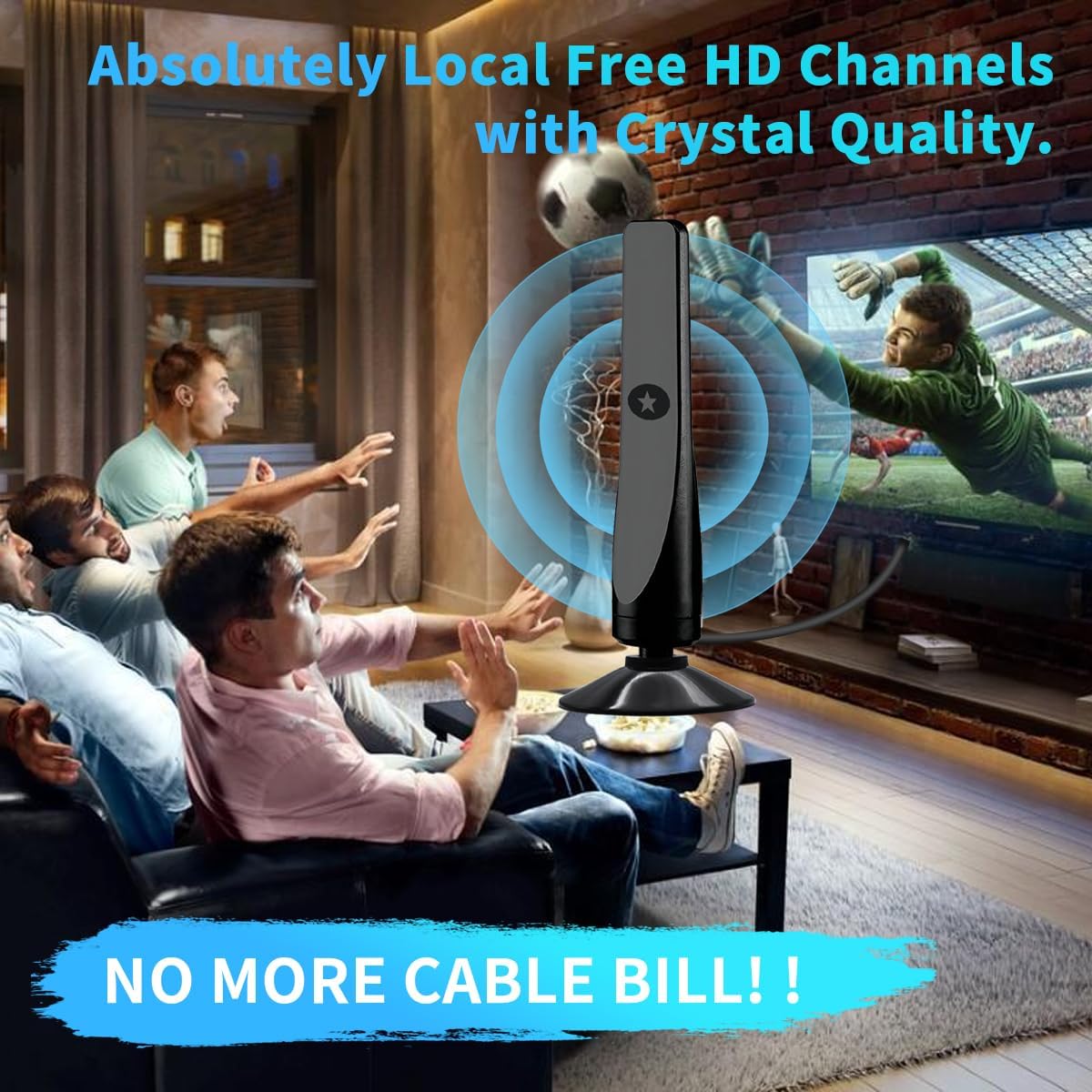 Amplified HD Digital TV Antenna with Signal Booster, 4K 1080p Reception, Black, Includes Coax Cable - Image 8