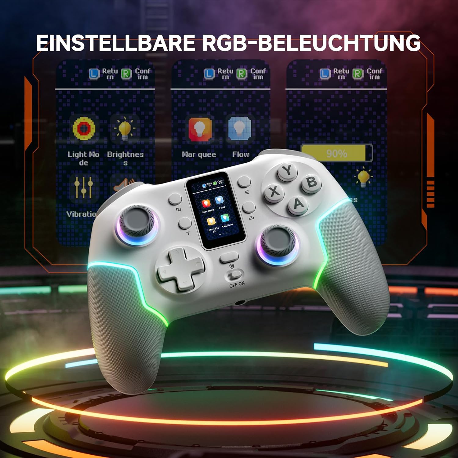 ECHTPower Intelligent Screen Wireless PC Gaming Controller for Switch iOS Android Hall Joysticks 1000mAh Battery - Image 5