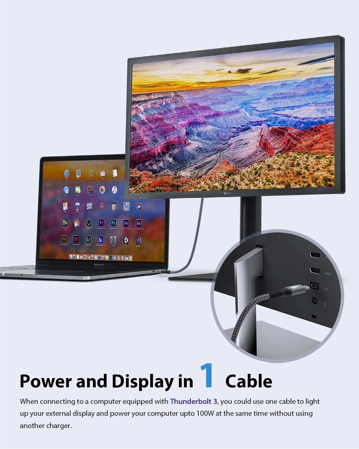 100W 5A 20Gbps 3.3ft USB C to USB C 3.1 Gen 2 Video Charging Cable 4K 60Hz - Image 3