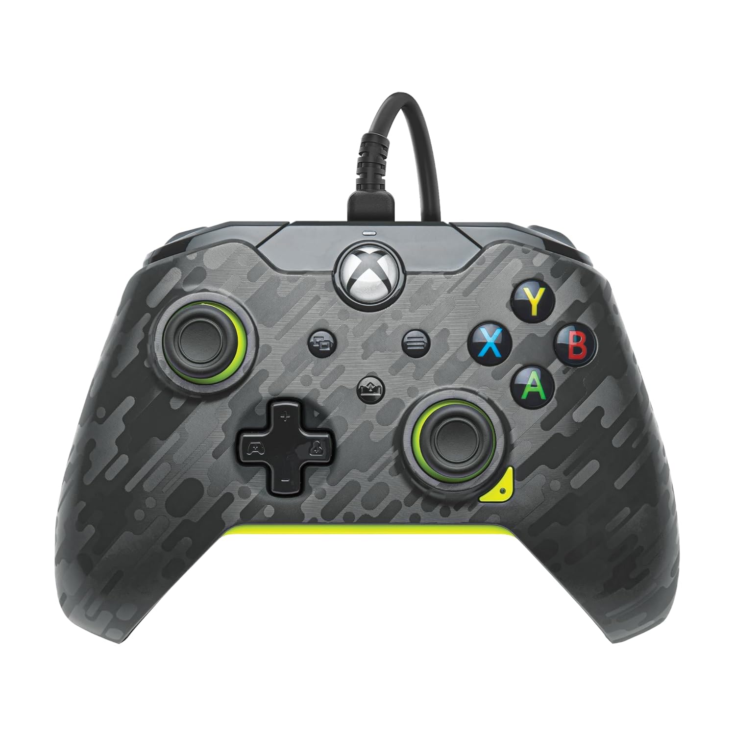 PDP Wired Xbox Controller Electric Carbon Grey/Yellow Mappable Buttons 8ft Cable 3.5mm Jack - Image 2